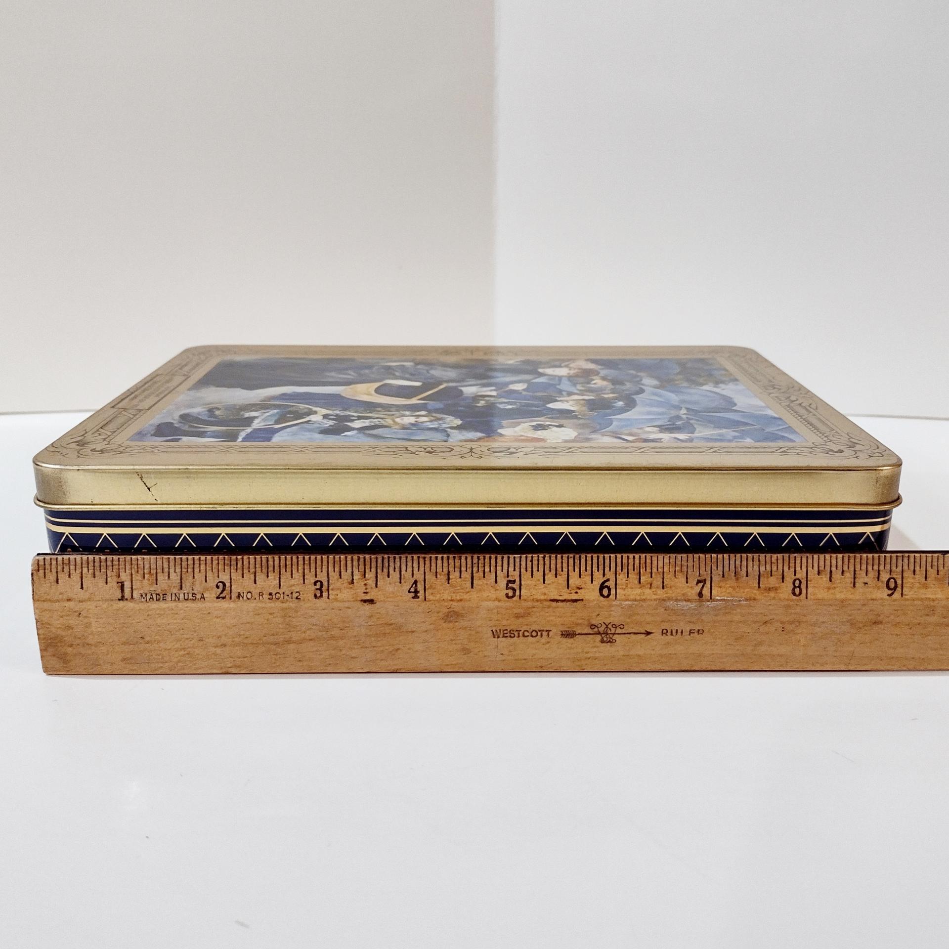 Vintage Renoir The Umbrellas Decorative Storage Tin, Les Parapluies Rectangular Metal Tin Box