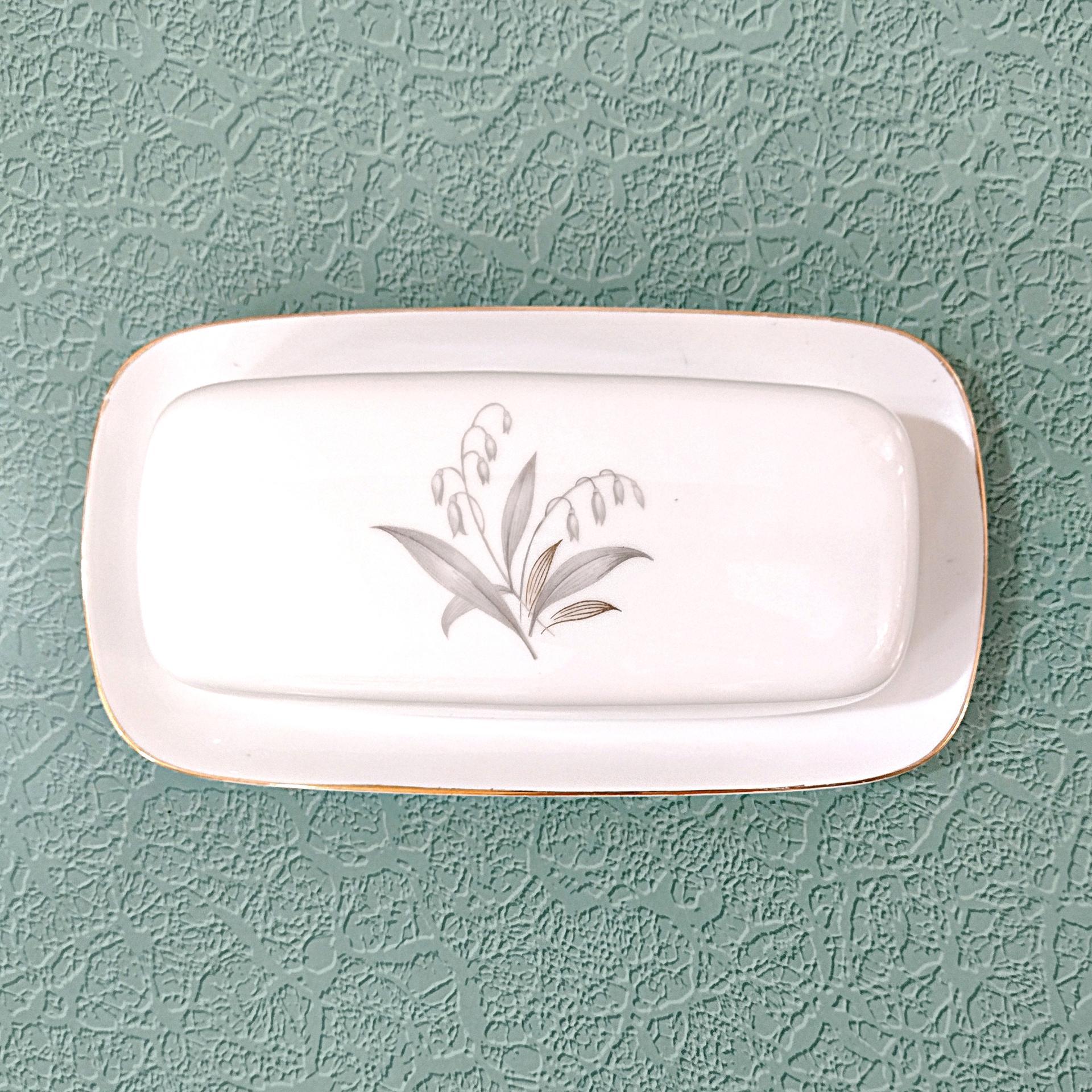 Vintage Kaysons Fine China Golden Rhapsody Covered Butter Dish, 1960's Japanese Porcelain Butter Plate