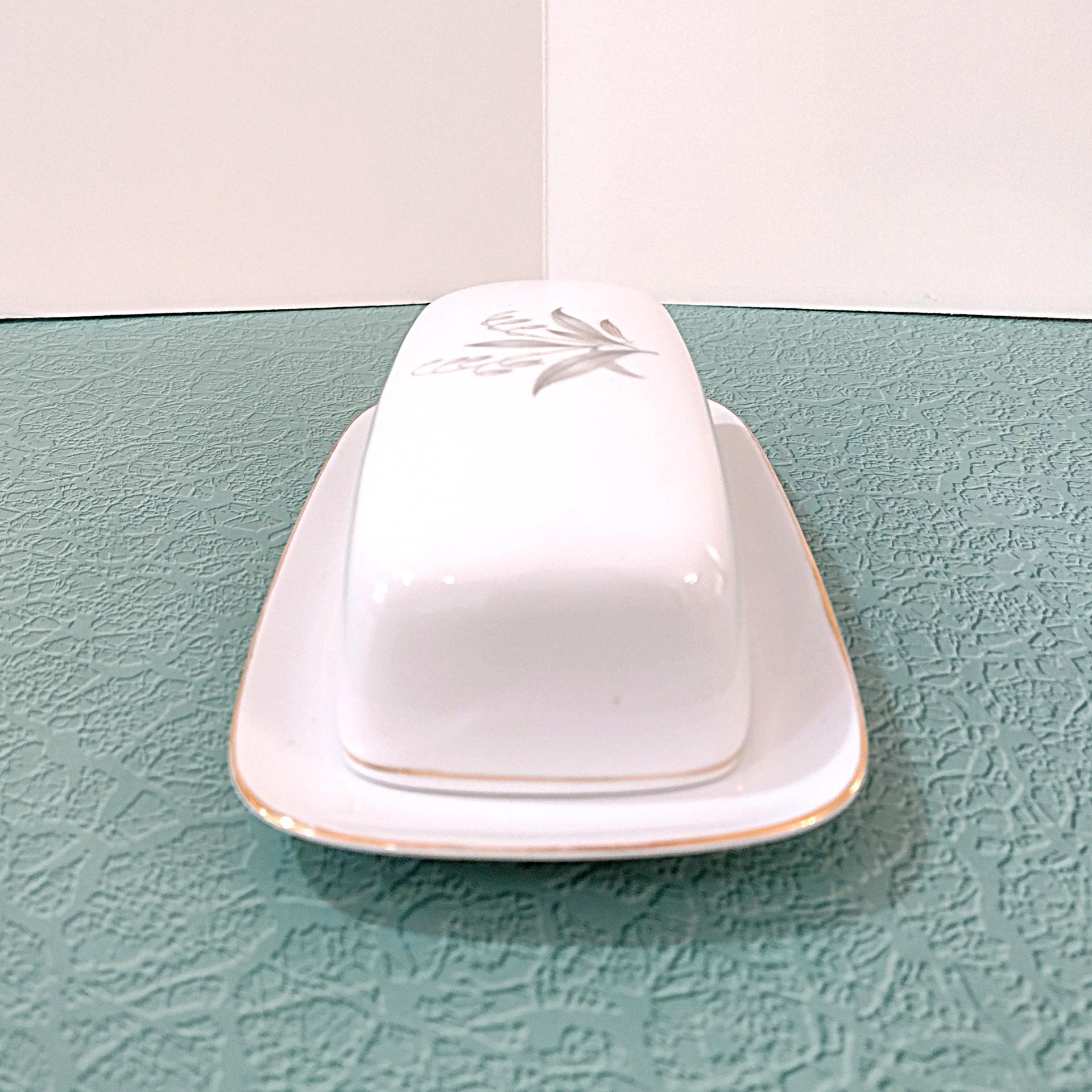 Vintage Kaysons Fine China Golden Rhapsody Covered Butter Dish, 1960's Japanese Porcelain Butter Plate