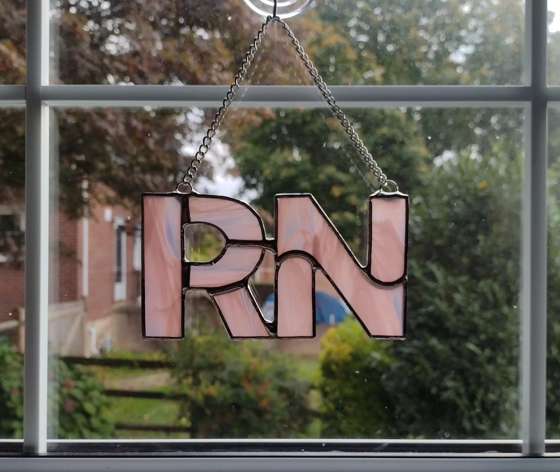 RN Nurse Stained Glass Suncatcher, Custom Colors Available