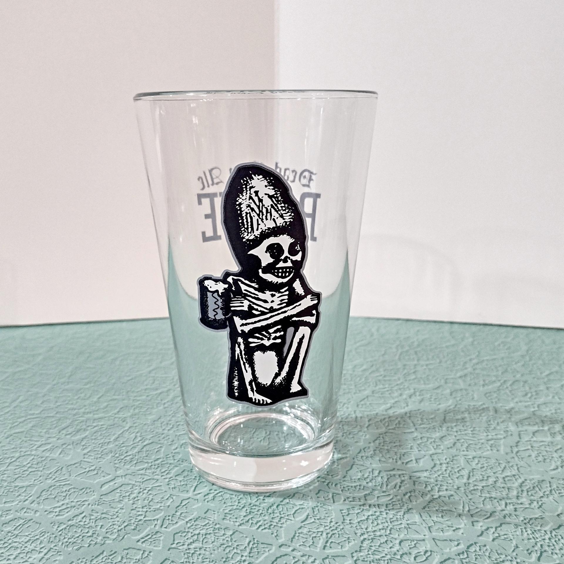 Vintage Rogue Brewery Dead Guy Ale Pint Beer Glass, Skeleton Beer Glass