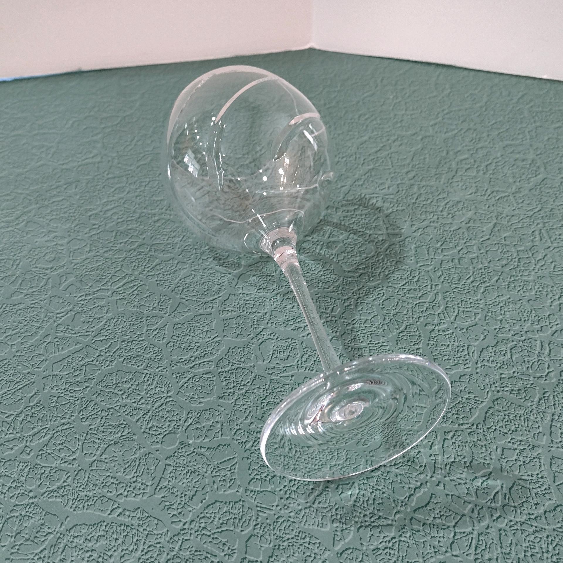 Vintage Crystal Balloon Chardonnay Wine Glass, Signed Rogaska Chelsea Cut Crystal Swirl White Wine Glass