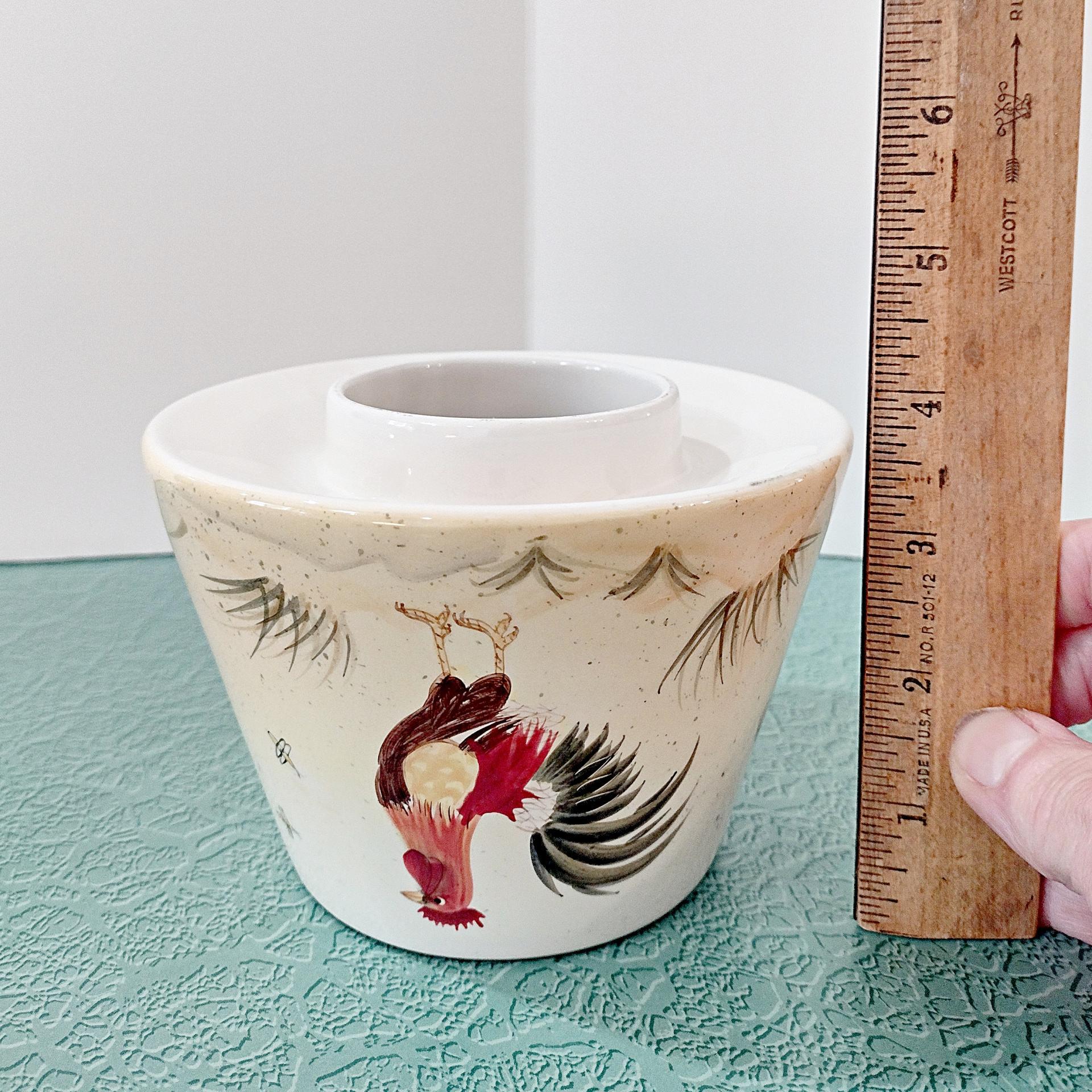 Vintage Home Interiors Rooster Ceramic Candle Shade Jar Topper, Country Farm Decor
