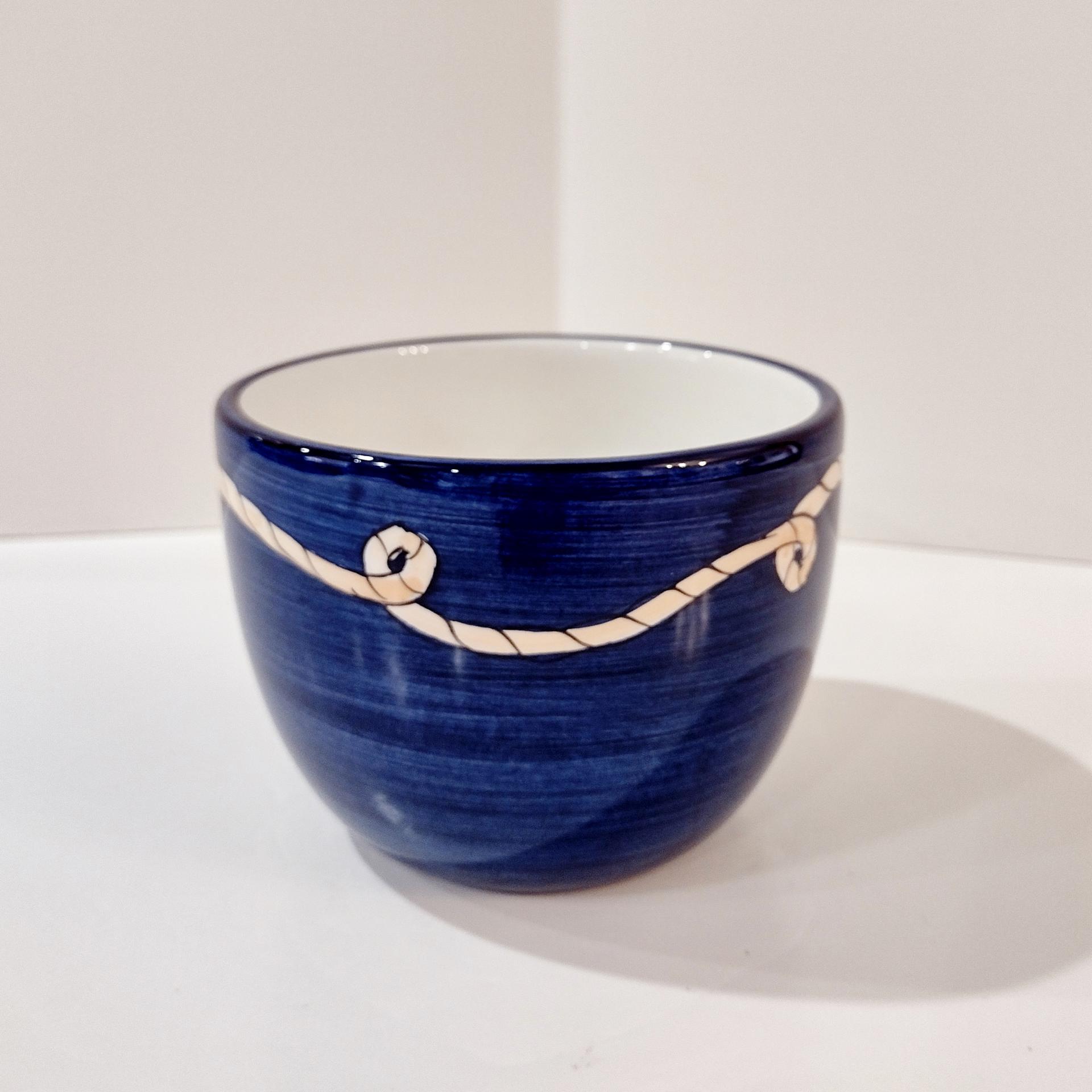 Vintage Blue Nautical Rope Boat Captain Sailor Ceramic Coffee Tea Oversized Mug, KIG Brushes Hand Painted Mug