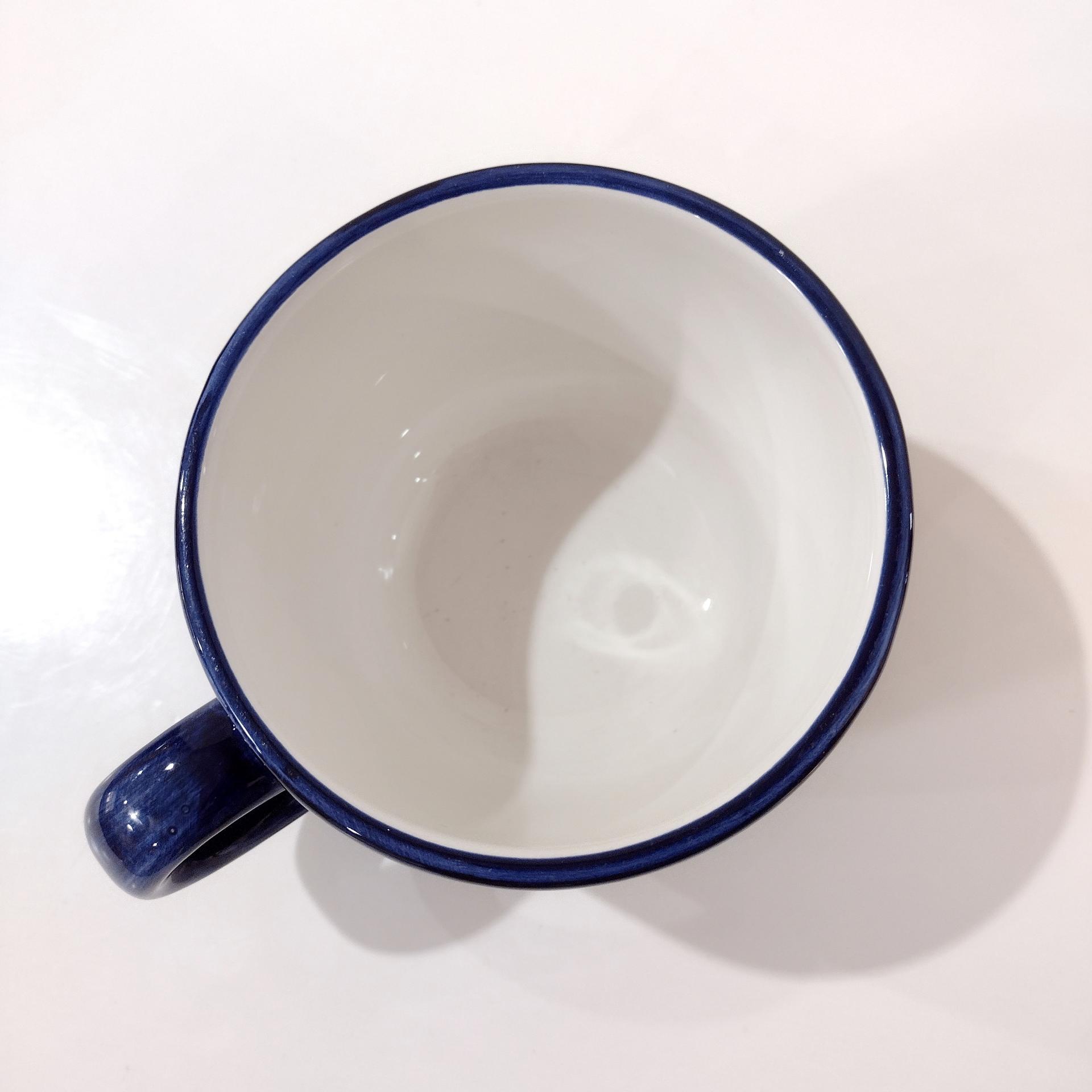 Vintage Blue Nautical Rope Boat Captain Sailor Ceramic Coffee Tea Oversized Mug, KIG Brushes Hand Painted Mug