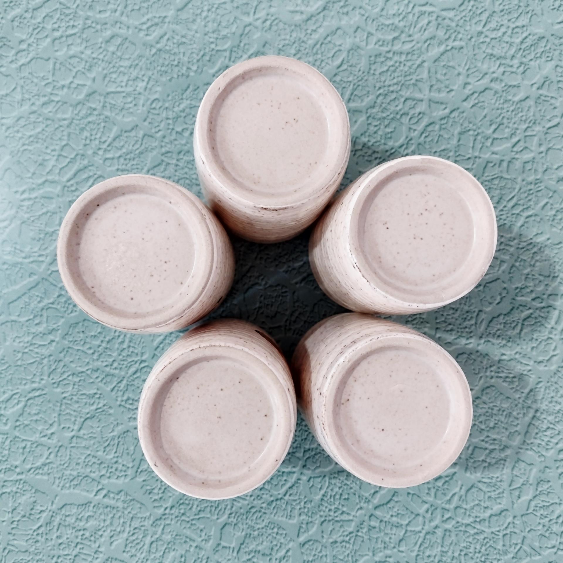 Vintage Otargiri Japanese Sake Tea Ceramic Stoneware Cups, Set of Five