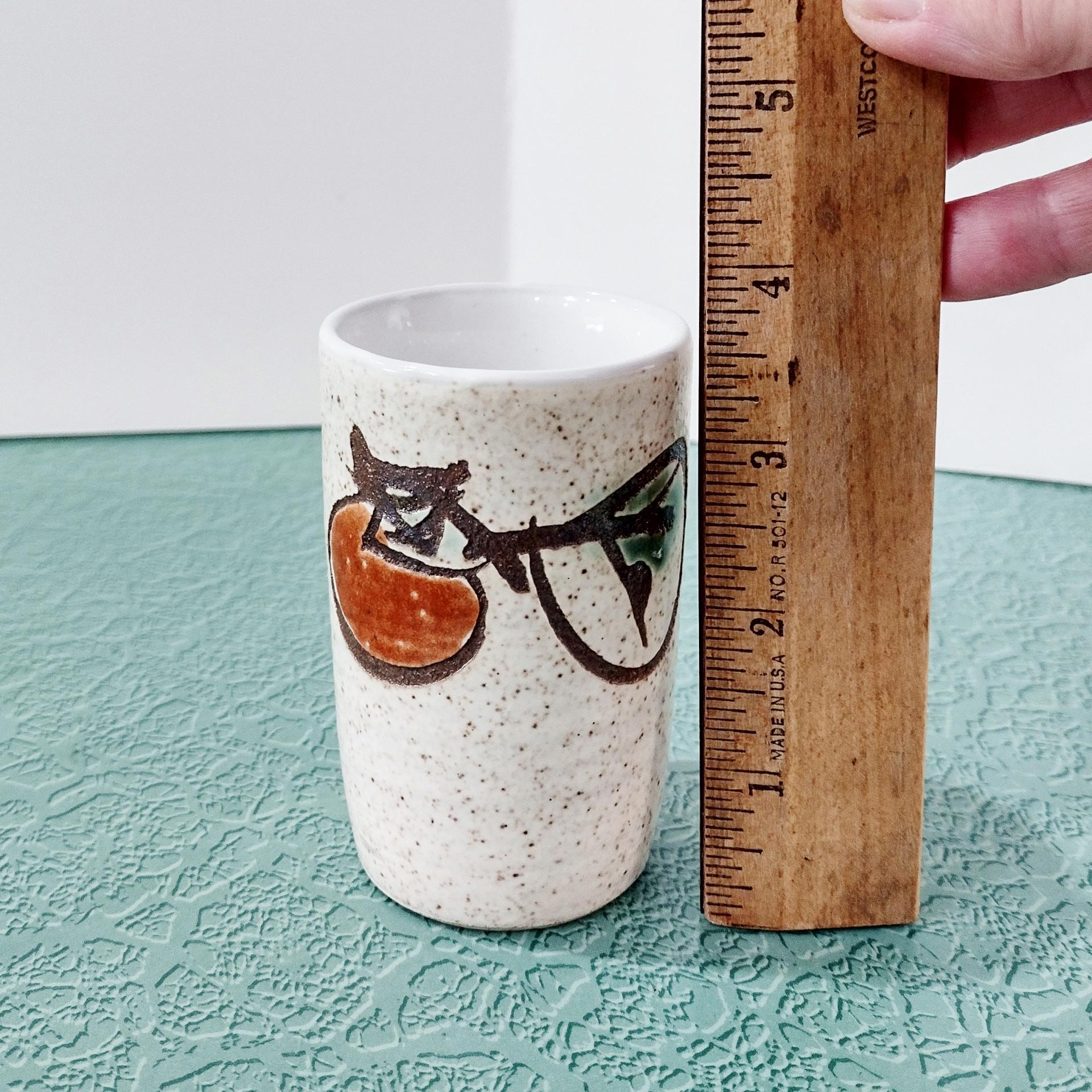 Vintage Otargiri Japanese Sake Tea Ceramic Stoneware Cups, Set of Five