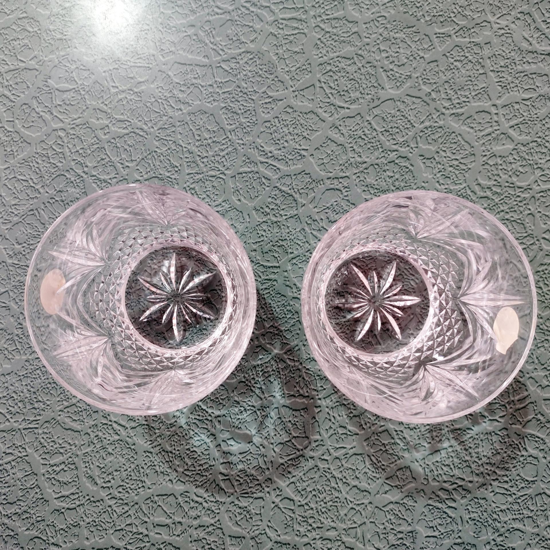 Vintage NEW Cristal de Flandre Salzburg Crystal Rocks Glasses, Set of Two, 10 Ounce Old Fashioned Glasses, Whiskey Glasses, Lowball Glasses