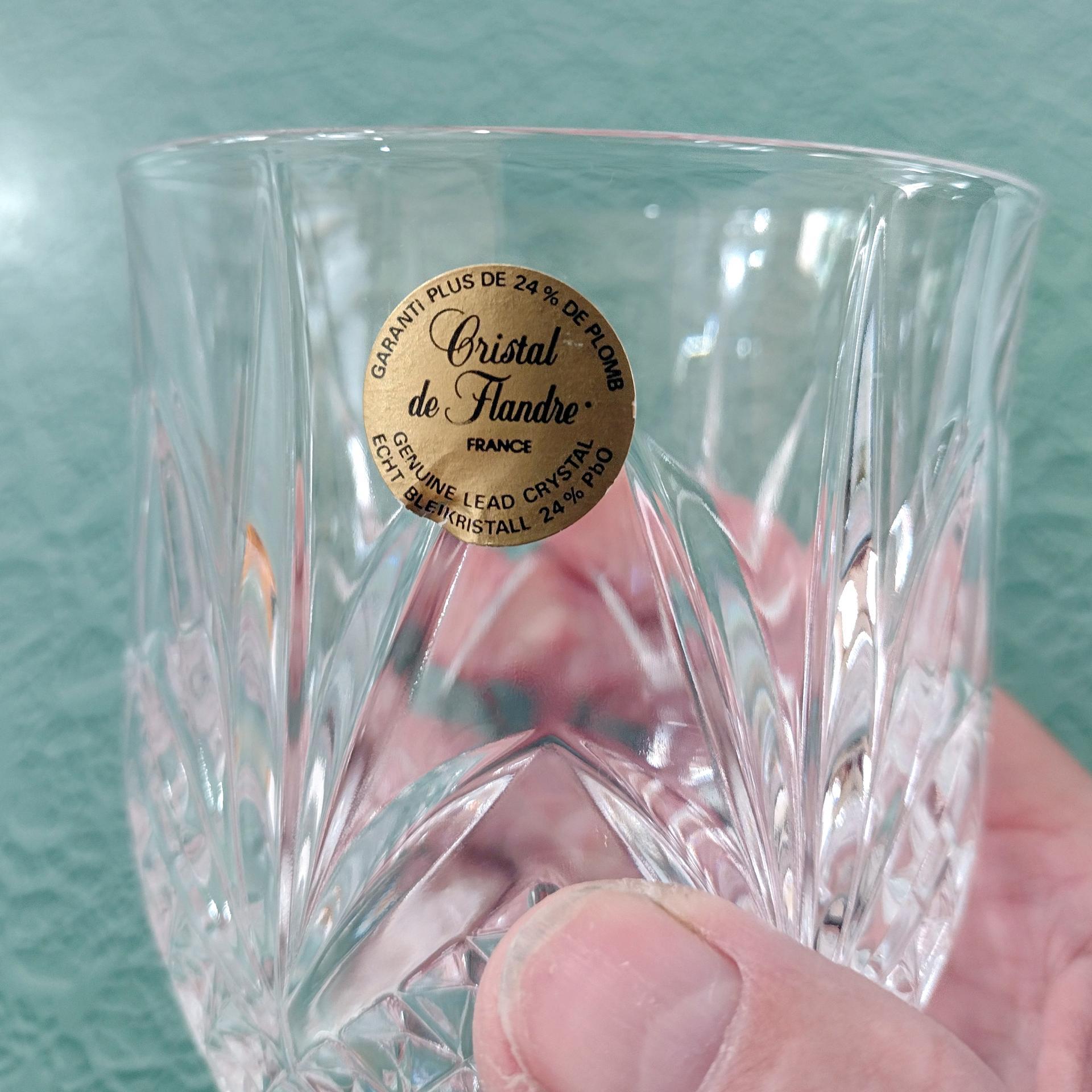 Vintage NEW Cristal de Flandre Salzburg Crystal Rocks Glasses, Set of Two, 10 Ounce Old Fashioned Glasses, Whiskey Glasses, Lowball Glasses
