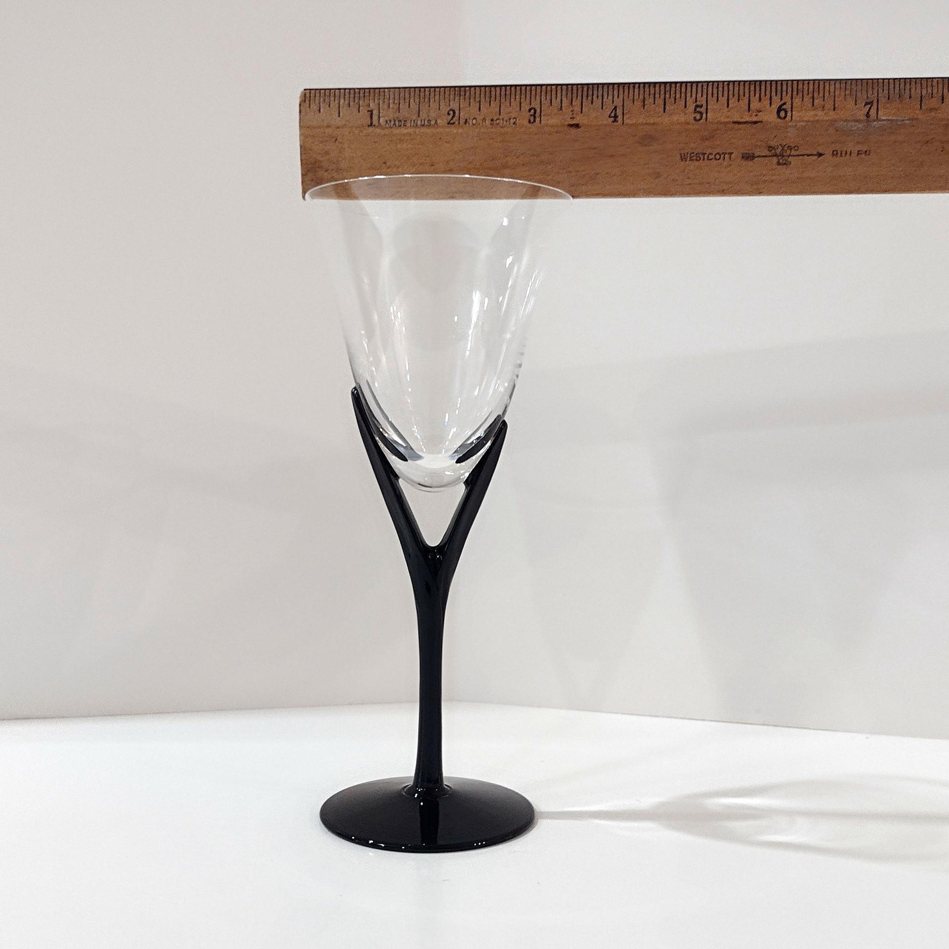 Vintage Sasaki Crystal Wine Glasses, Set of Four, Capistrano Black