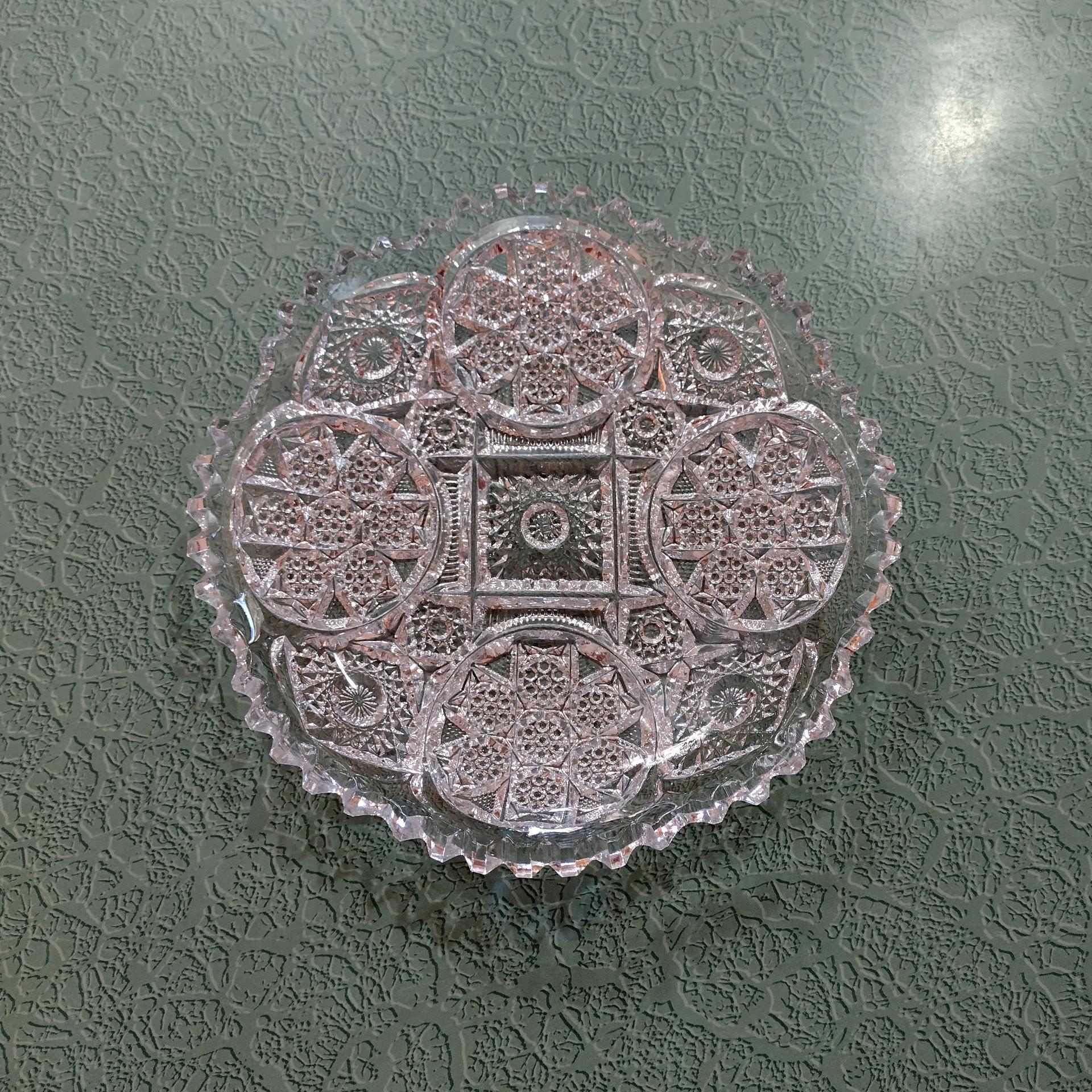 Imperial Glass Nucut Sawtooth Edge Serving Dish, Antique Relish Tray