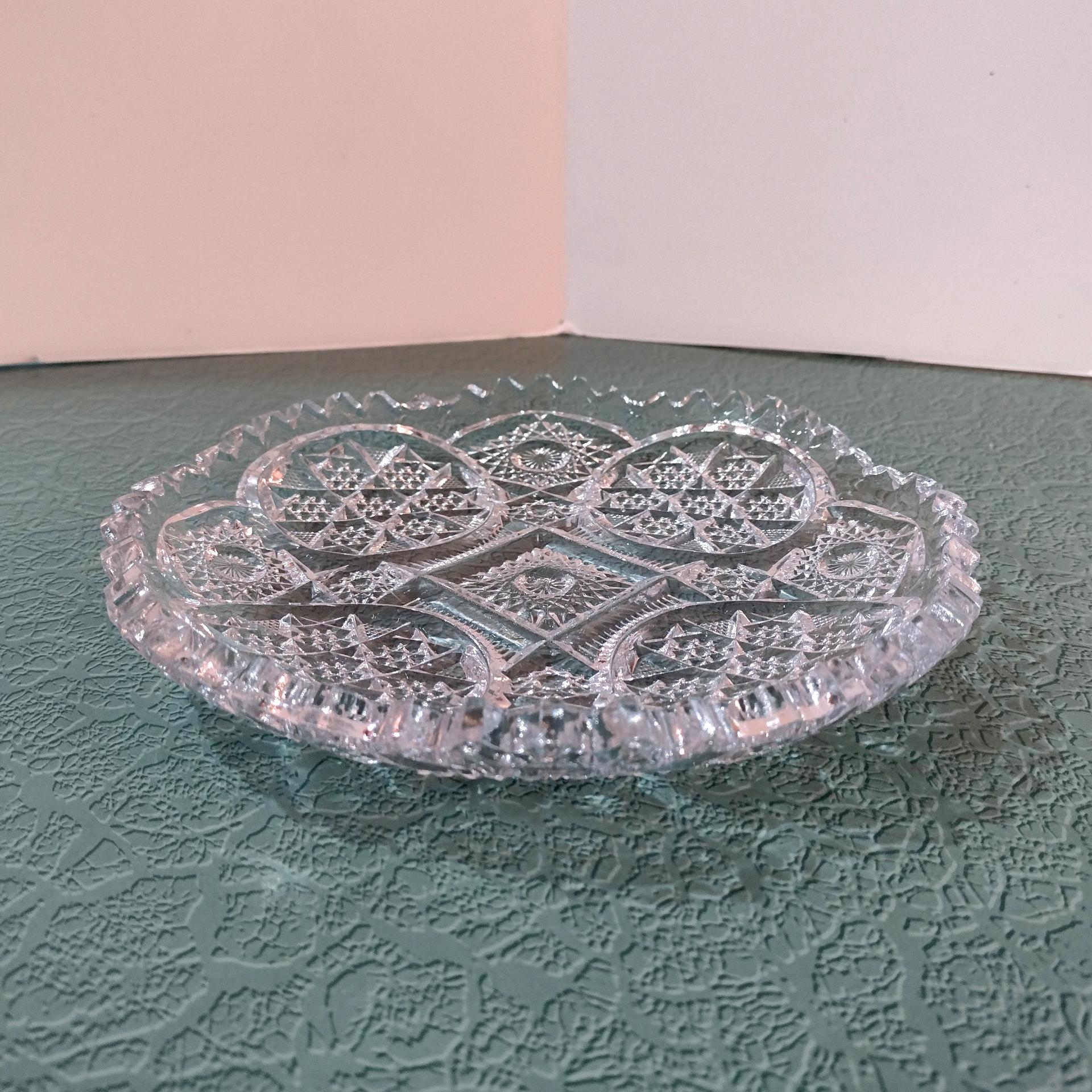 Imperial Glass Nucut Sawtooth Edge Serving Dish, Antique Relish Tray