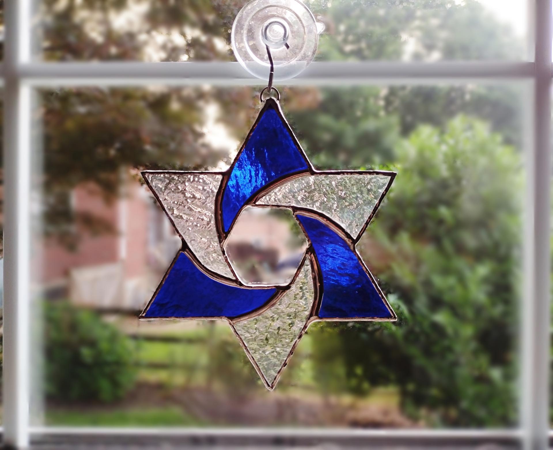 Star of David Stained Glass Suncatcher, Custom Colors Available