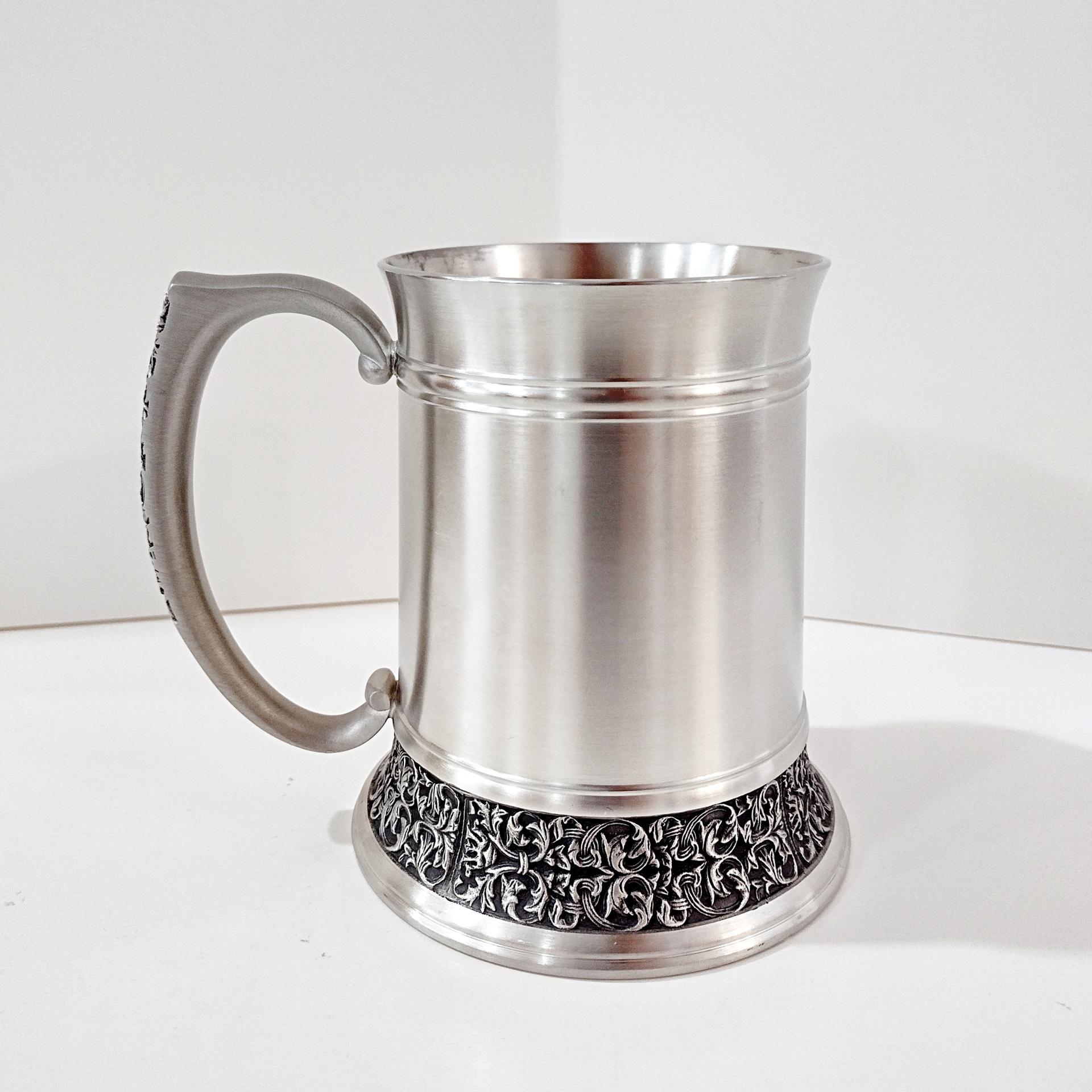 Vintage Royal Selangor Classic Expressions Pewter Tankard, 20 Ounce Pewter Mug Beer Stein with Scroll Detail