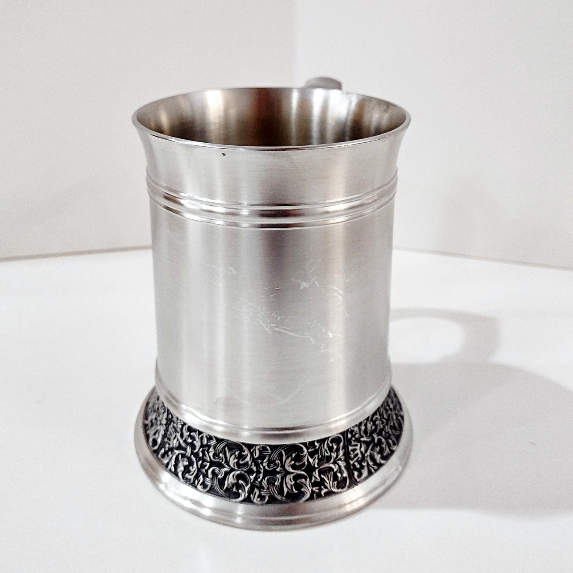 Vintage Royal Selangor Classic Expressions Pewter Tankard, 20 Ounce Pewter Mug Beer Stein with Scroll Detail