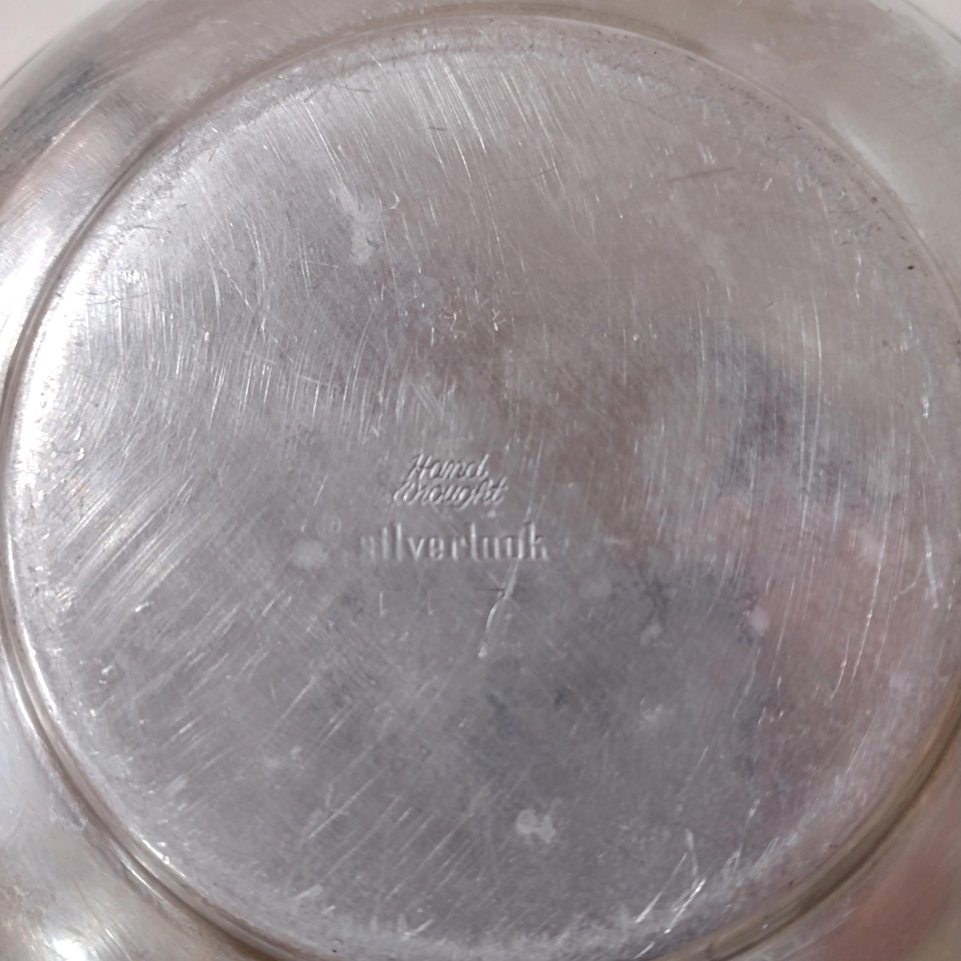 Vintage Hammered Aluminum Covered Serving Dish Bowl, Hand Wrought Silverlook 557