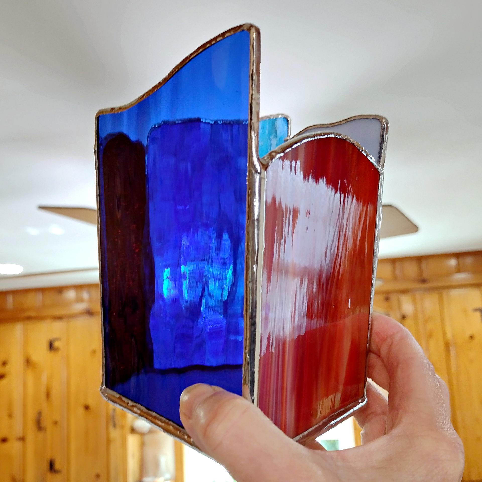 Stained Glass Desk Organizer, Remote Control Pen Pencil Holder