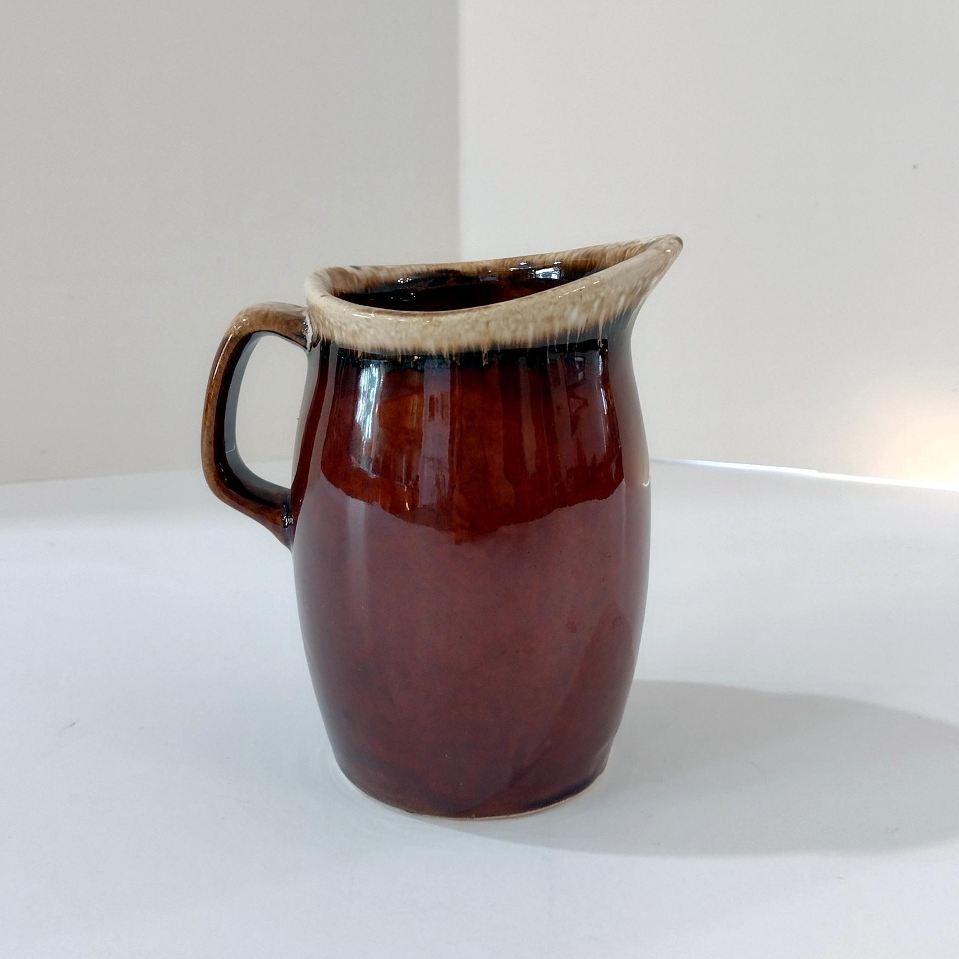 Vintage Hull Pottery Creamer, Brown Drip Glazed Ceramic Creamer