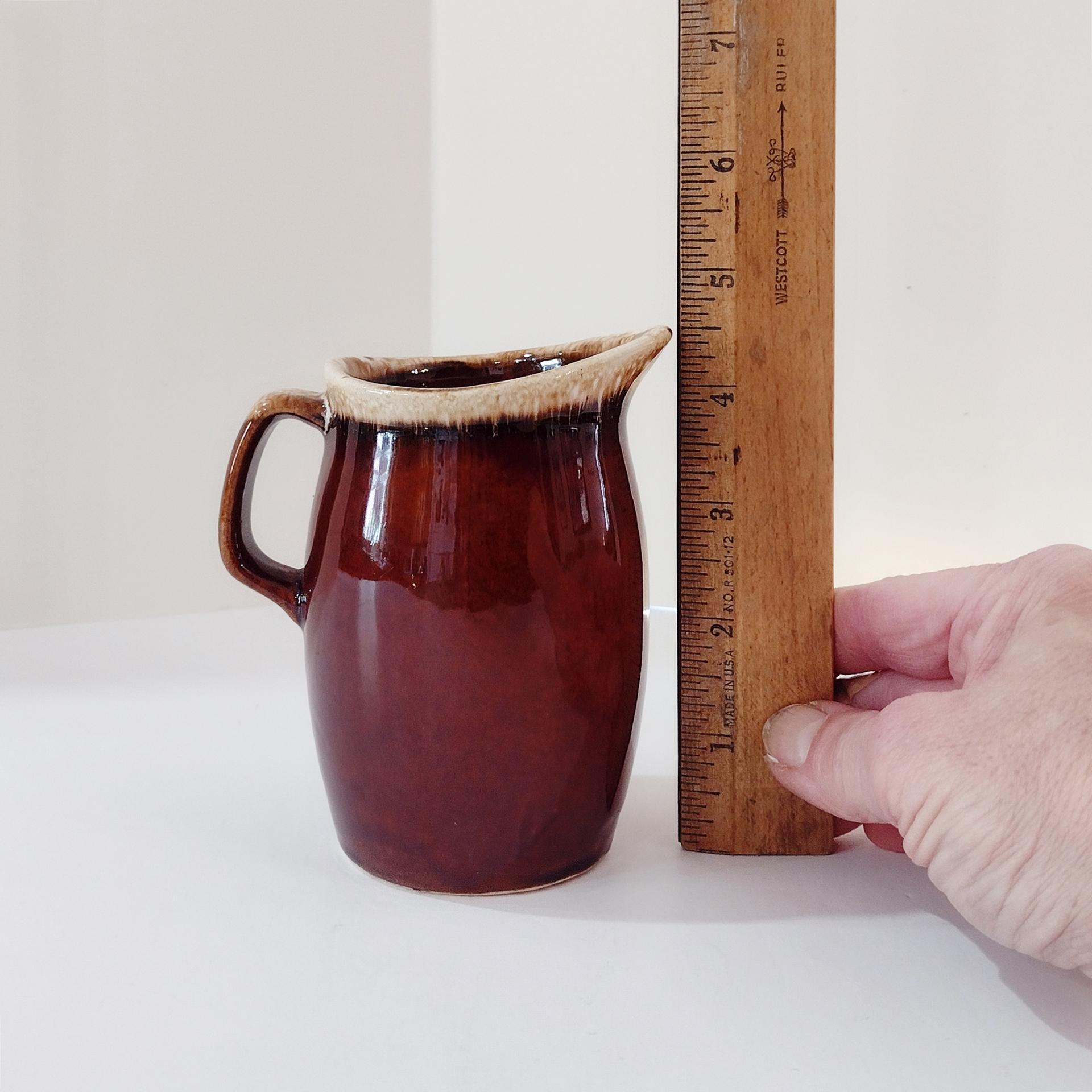 Vintage Hull Pottery Creamer, Brown Drip Glazed Ceramic Creamer