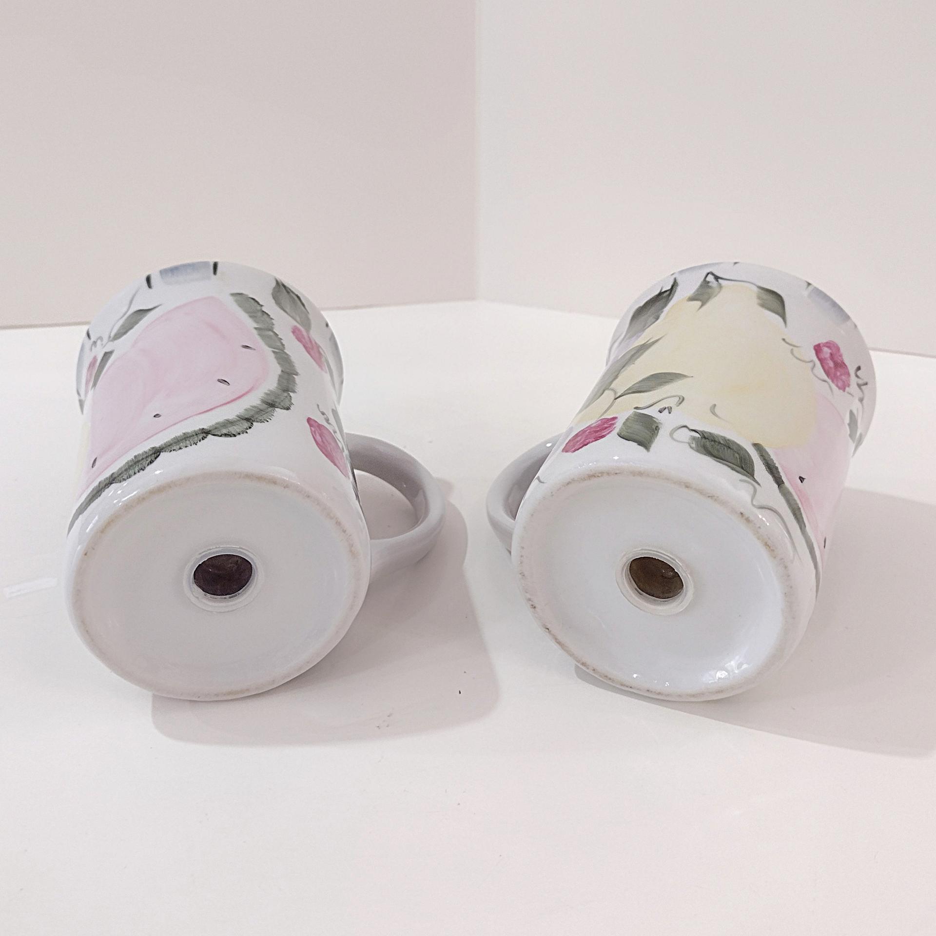 Vintage Fruit Motif Large Salt and Pepper Shaker Set, Shakers with Handles