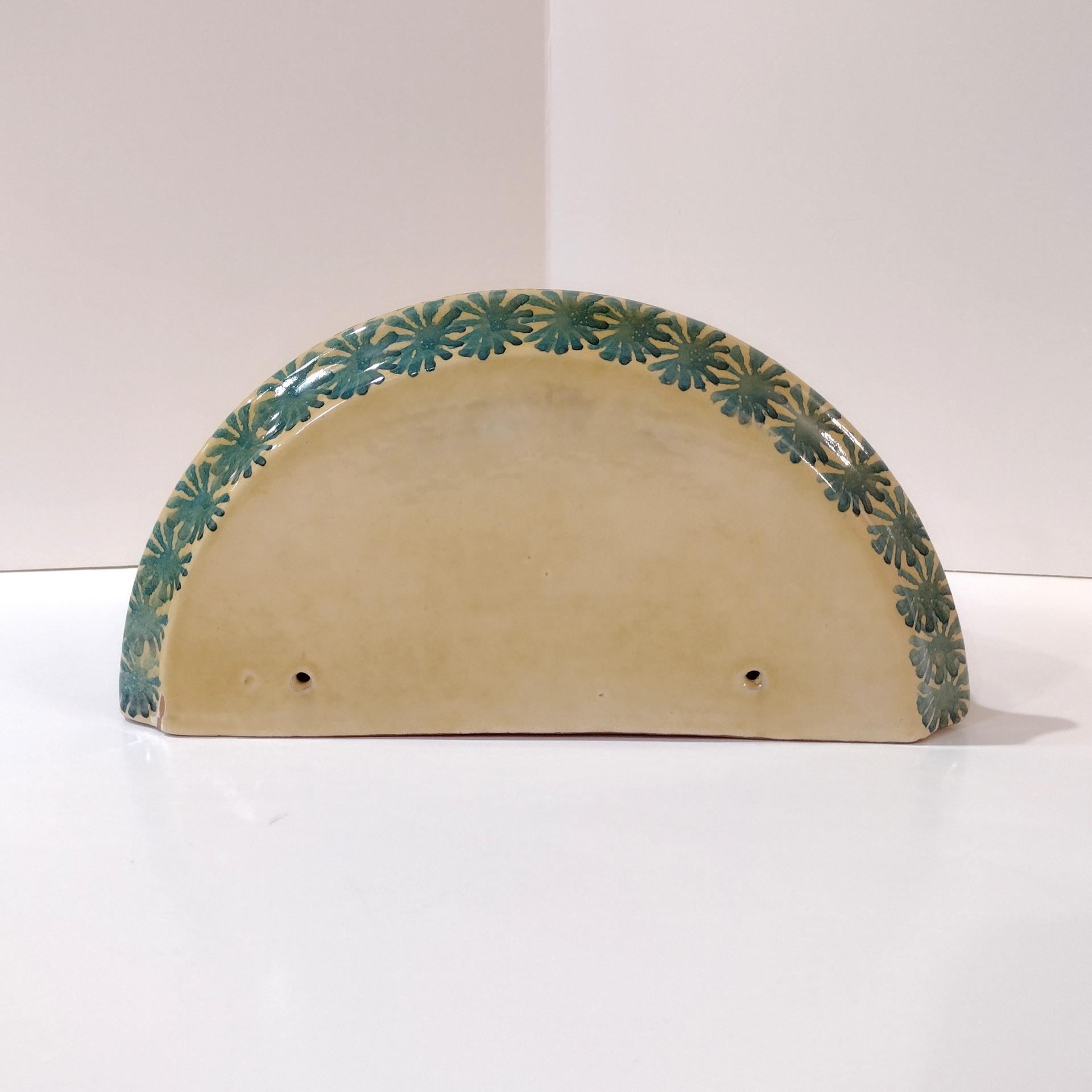 Vintage Tuscan Ceramic Wall Shelf Sconce with Lady Bug Floral Design