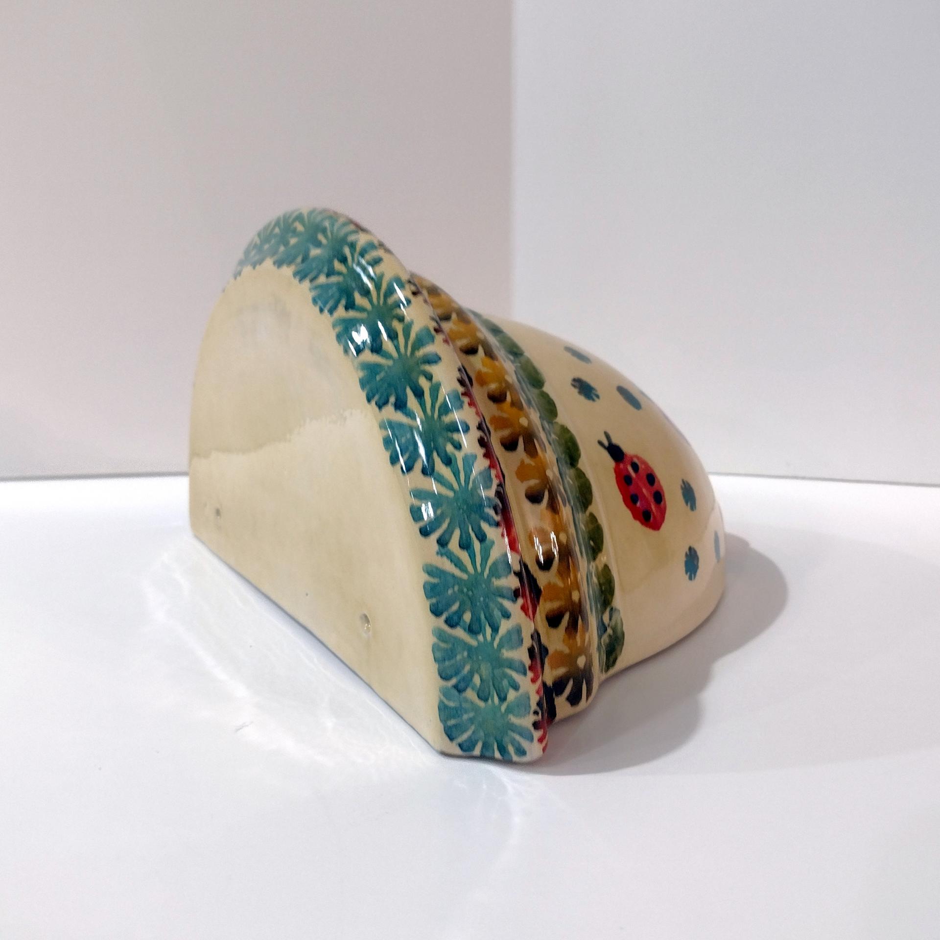 Vintage Tuscan Ceramic Wall Shelf Sconce with Lady Bug Floral Design