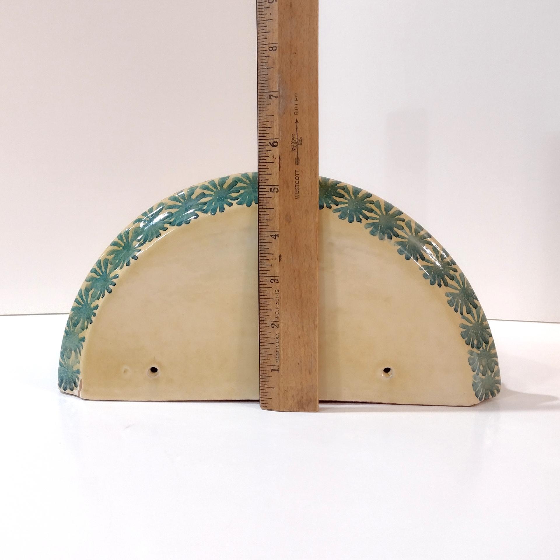 Vintage Tuscan Ceramic Wall Shelf Sconce with Lady Bug Floral Design