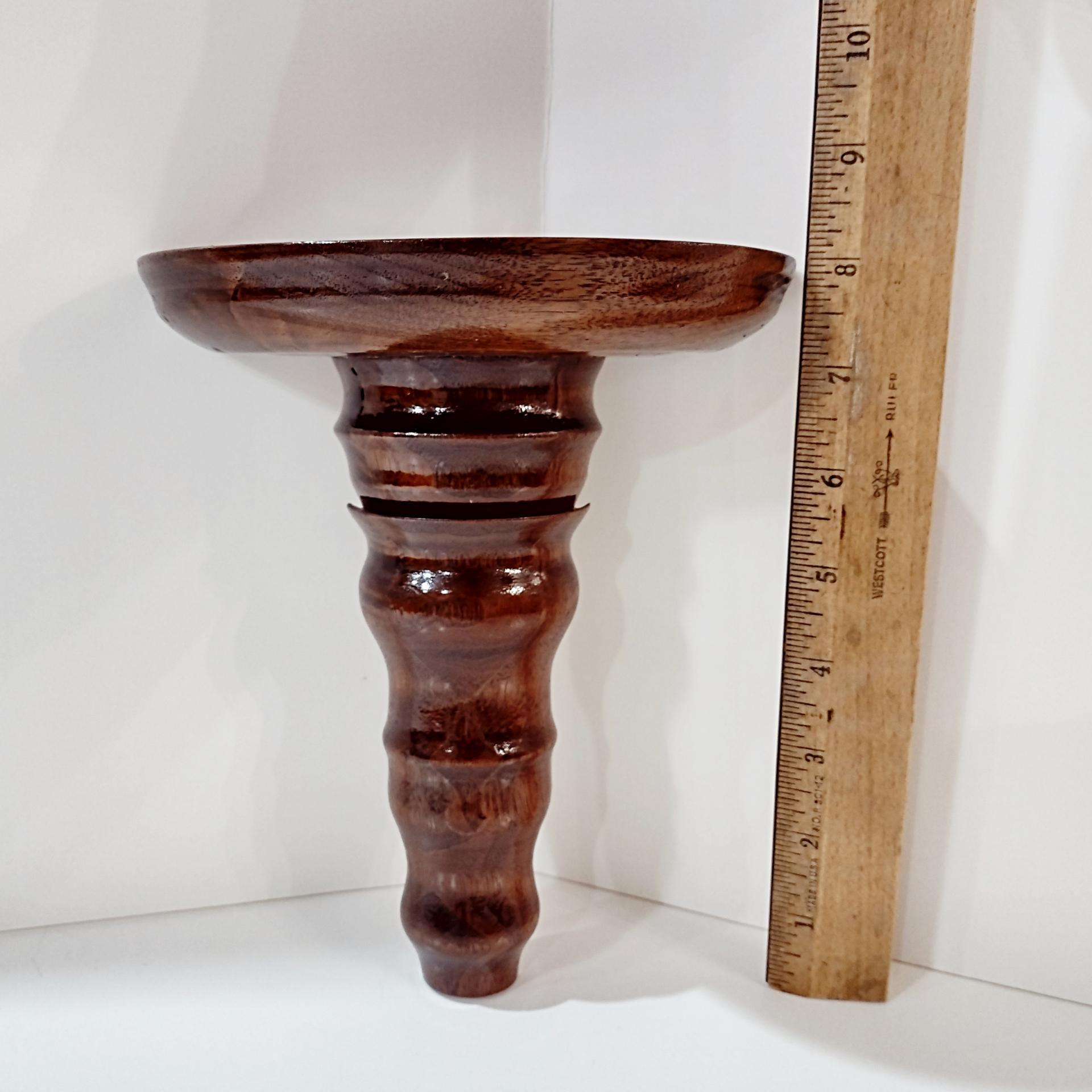 Vintage Wooden Spindle Wall Shelves, Set of Two, Dark Brown Decorative Display Shelves