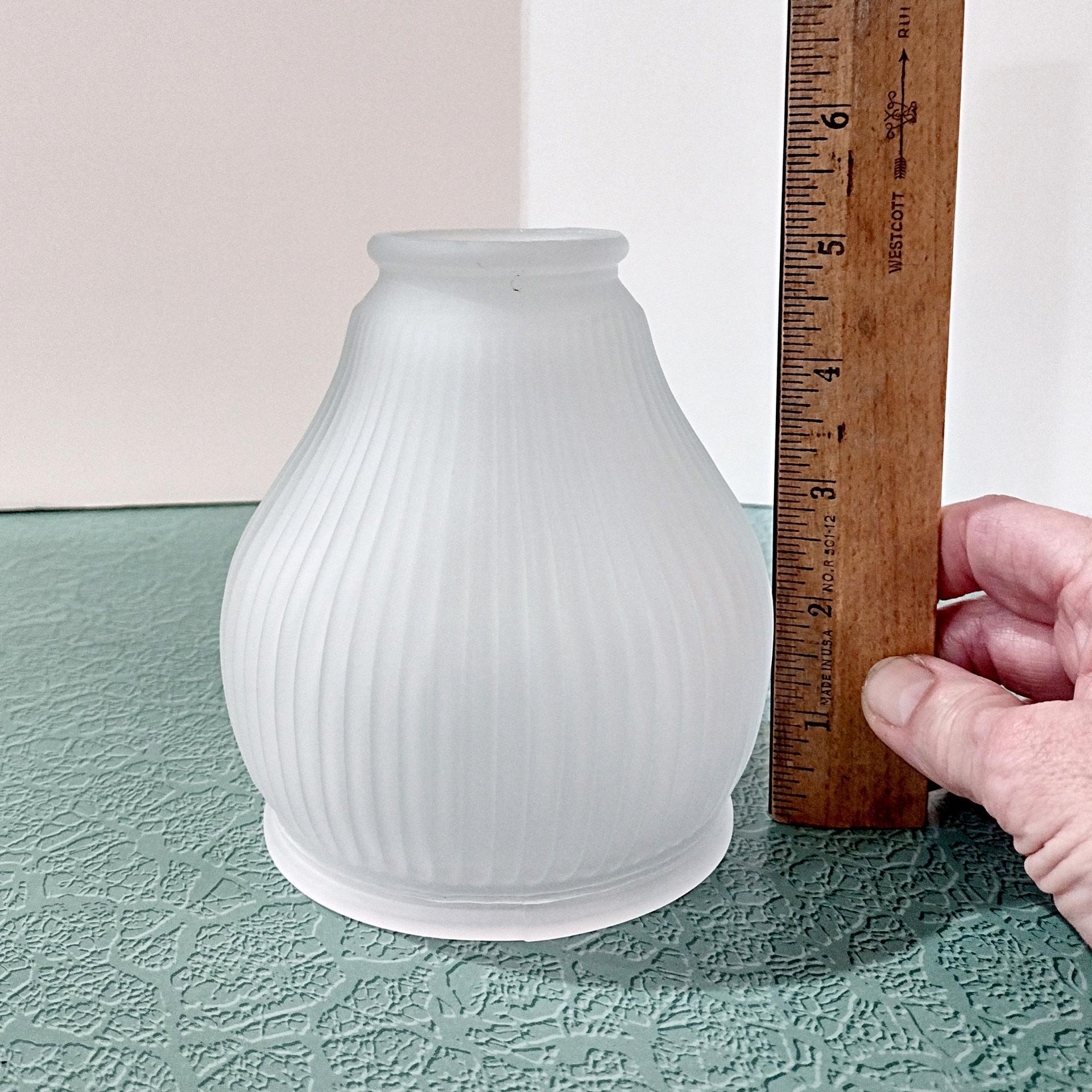 Vintage Ribbed White Satin Glass Lamp Shade, Replacement Light Shade