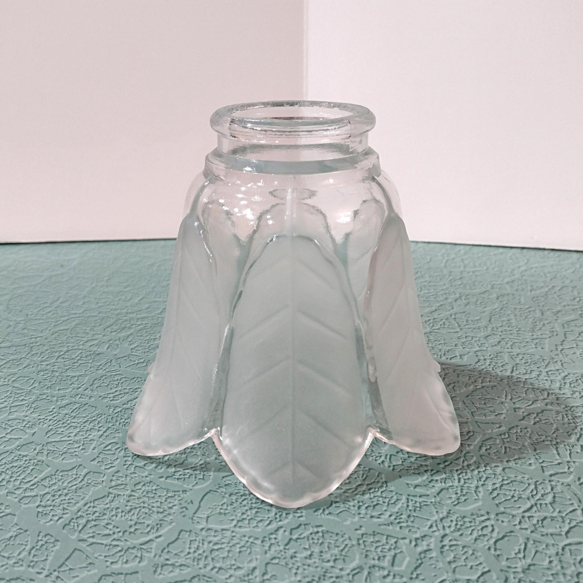 Vintage Frosted Petal Leaf Glass Lamp Light Shade, Flower Shaped Replacement Shade