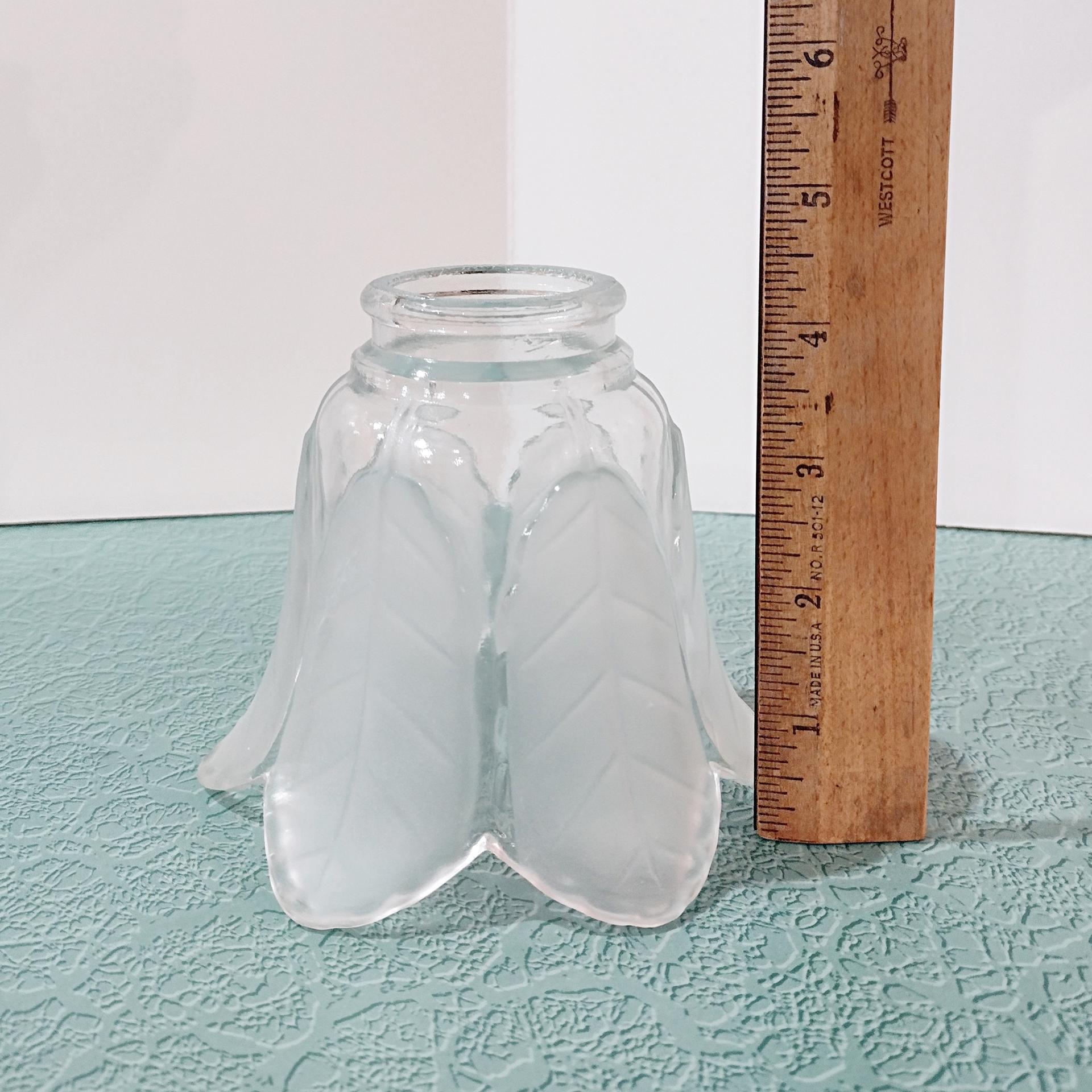 Vintage Frosted Petal Leaf Glass Lamp Light Shade, Flower Shaped Replacement Shade