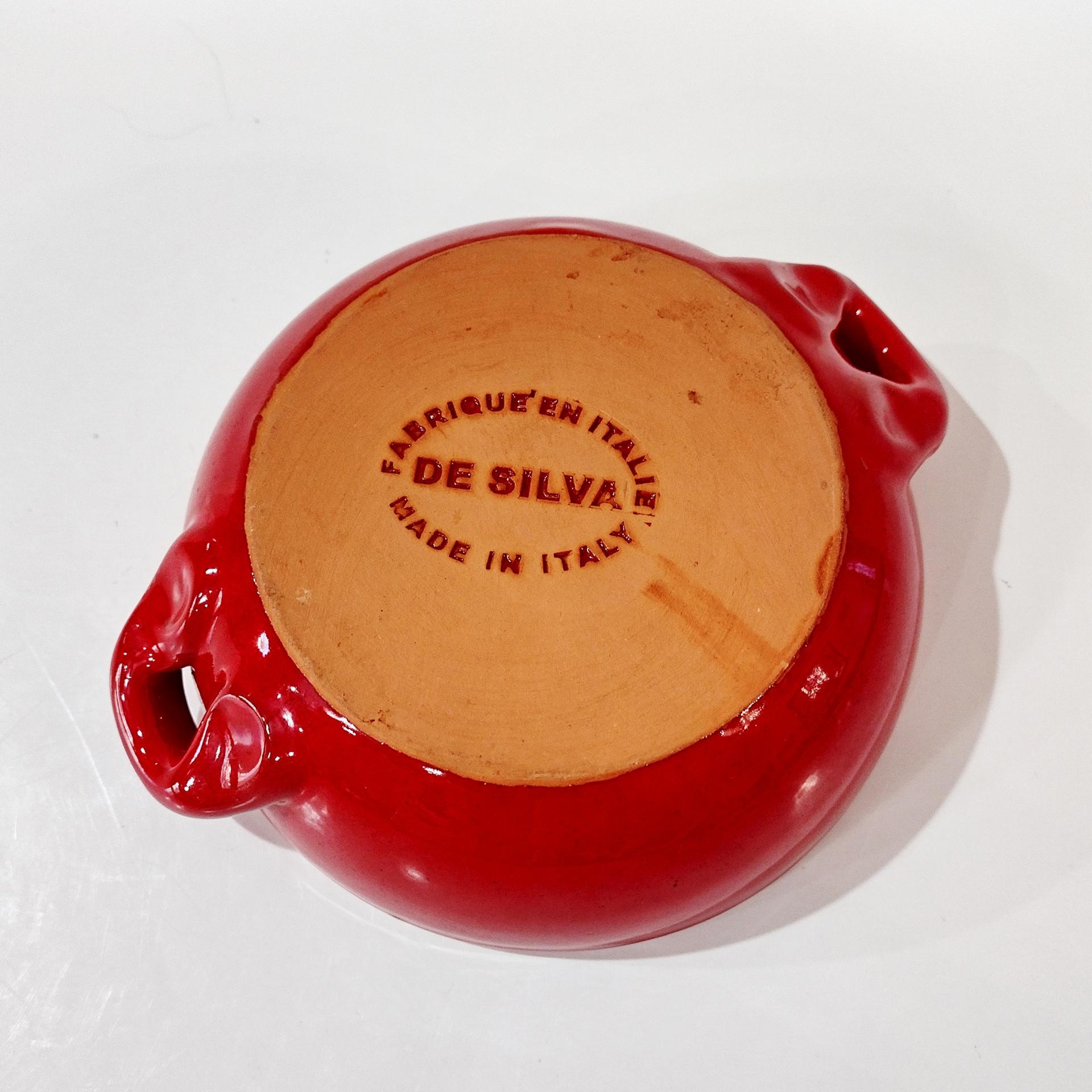 Vintage Ceramic Stoneware Handled Soup Bowl, De Silva Italy Soup Crock