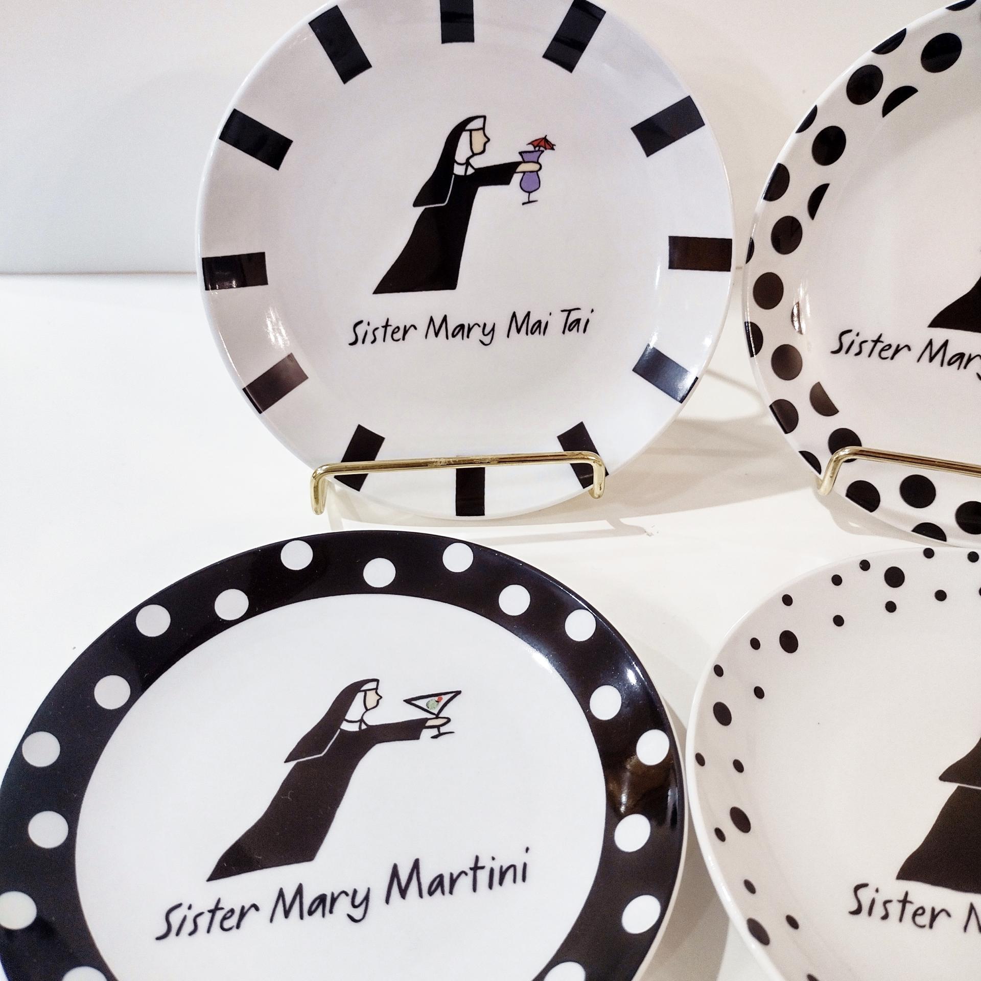 Vintage Jill Seale Whimsical Collection Sister Mary Nun Appetizer Cocktail Plates, Set of 6