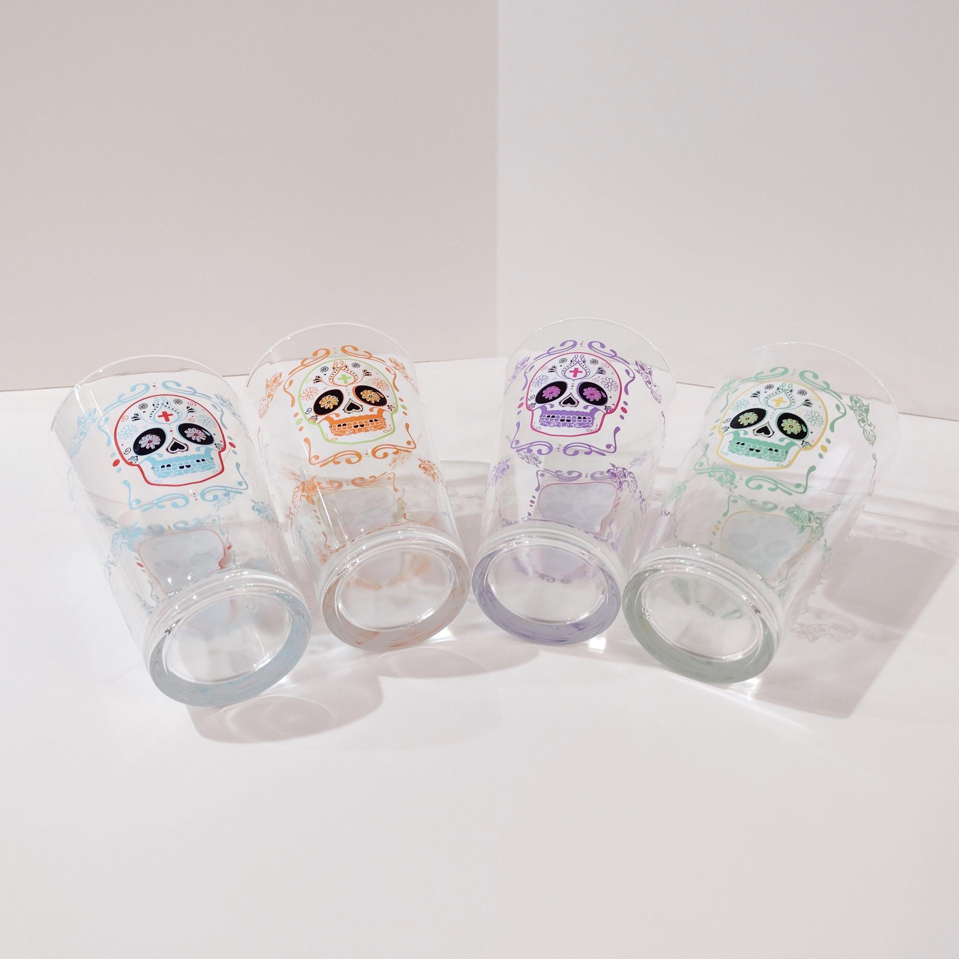 Sugar Skull Day of the Dead Beer Pint Glasses, Set of Four