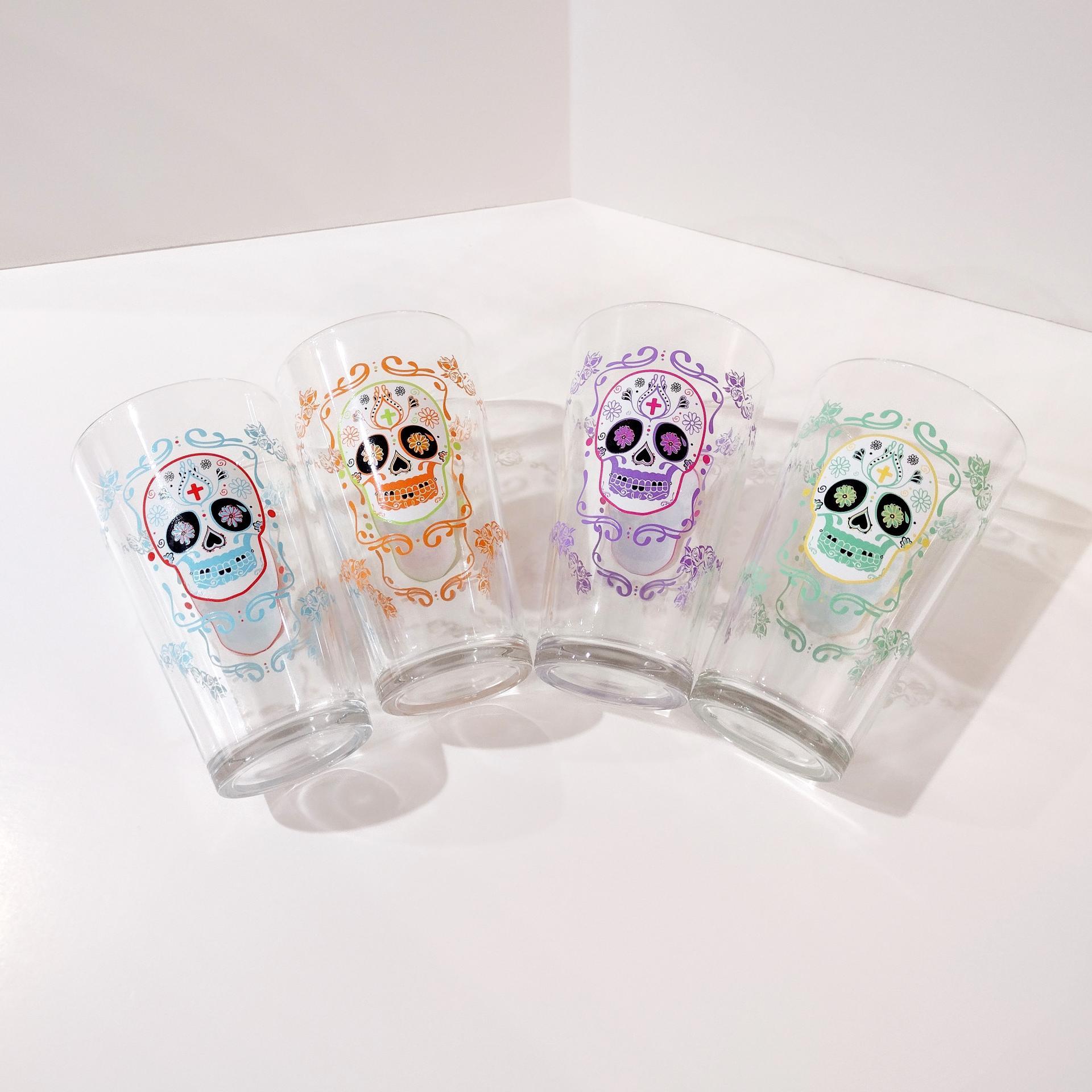 Sugar Skull Day of the Dead Beer Pint Glasses, Set of Four