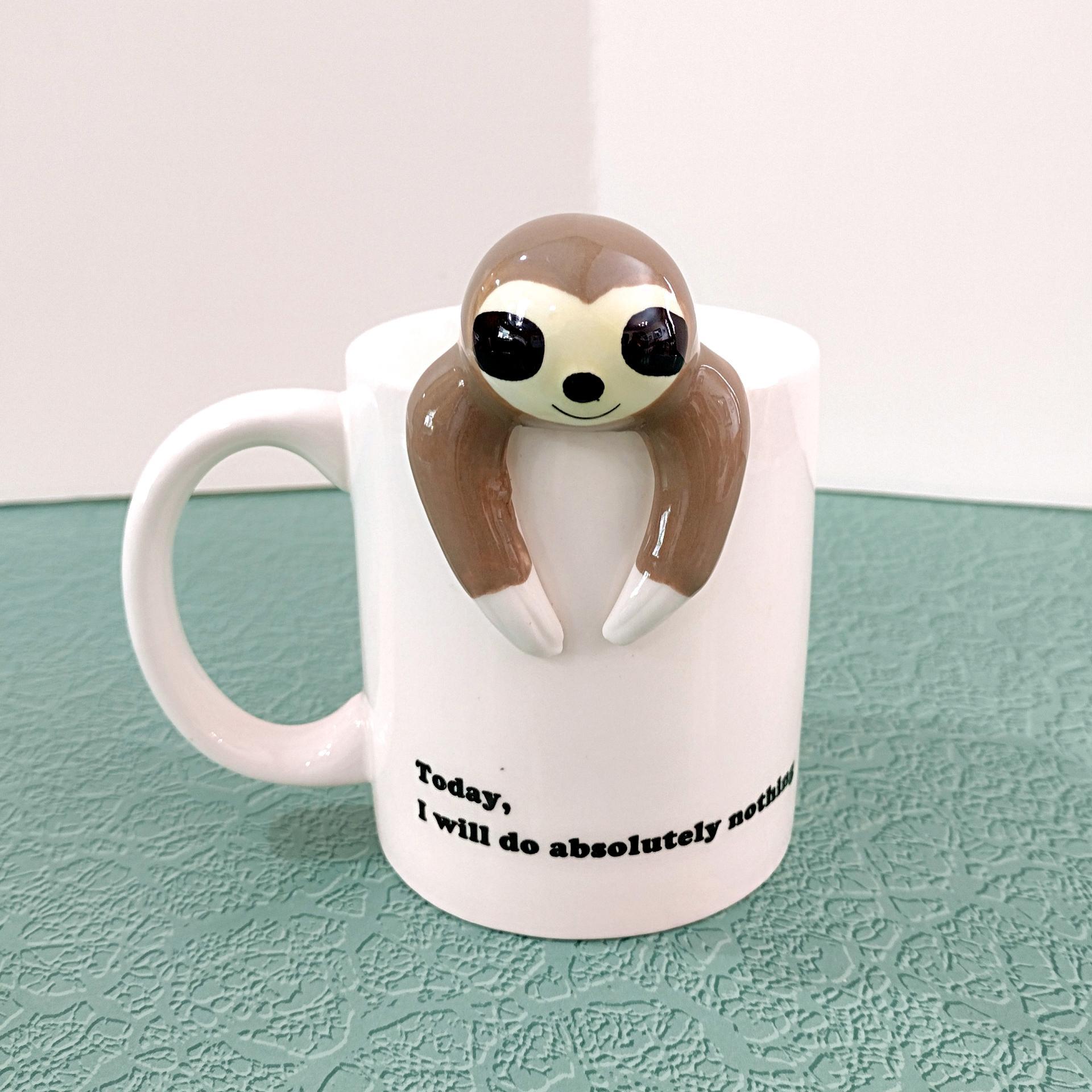 Sloth Coffee Tea Figurative Ceramic Mug, Today I Will Do Absolutely Nothing