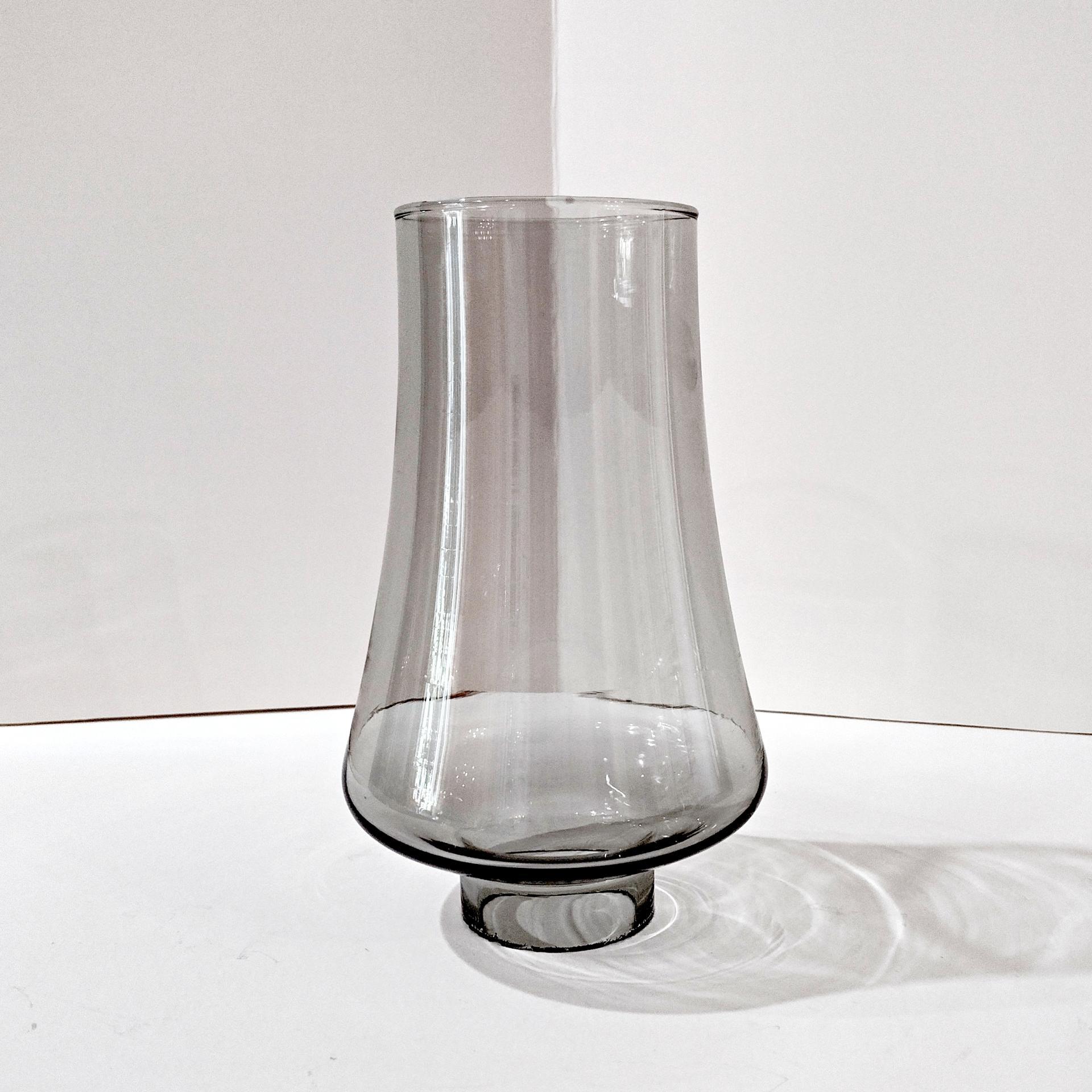 Vintage MCM Smoke Gray Glass Hurricane Candle Chimney, MCM Smoky Grey Glass Oil Lamp Globe Shade