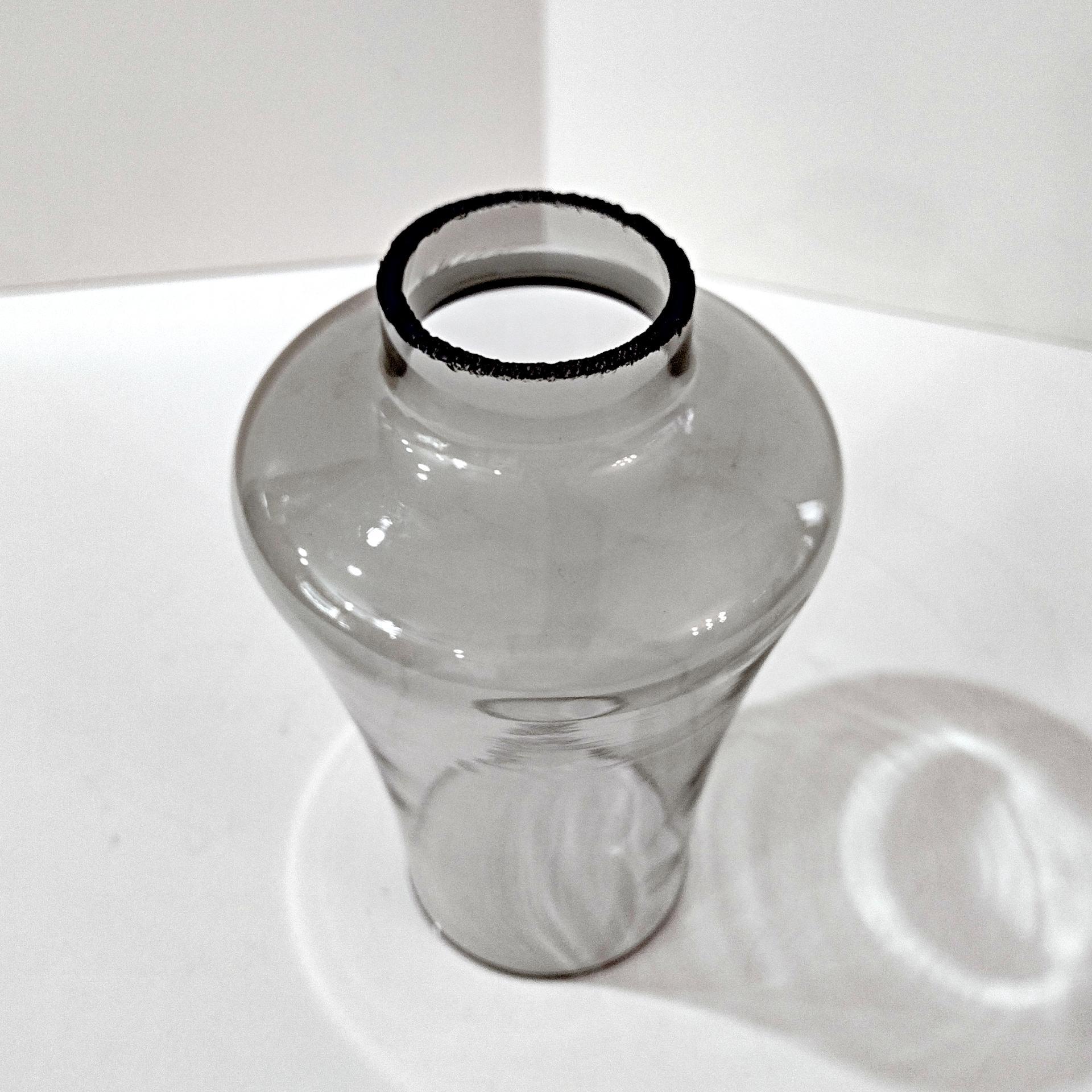 Vintage MCM Smoke Gray Glass Hurricane Candle Chimney, MCM Smoky Grey Glass Oil Lamp Globe Shade