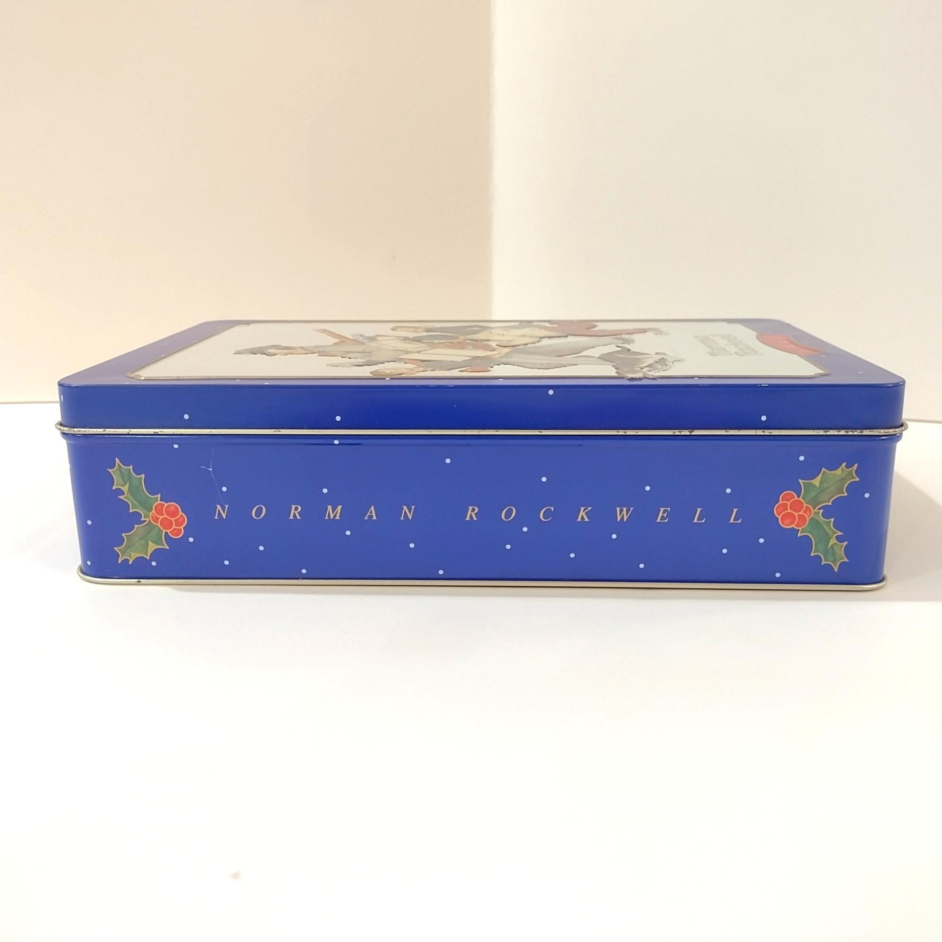 Vintage 1996 Norman Rockwell Snickers Christmas Holiday Tin, Snickers Candy Collectible Tin Storage Container