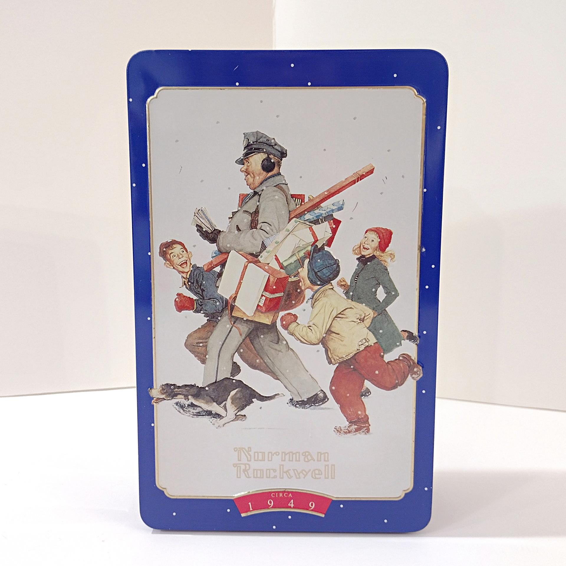 Vintage 1996 Norman Rockwell Snickers Christmas Holiday Tin, Snickers Candy Collectible Tin Storage Container