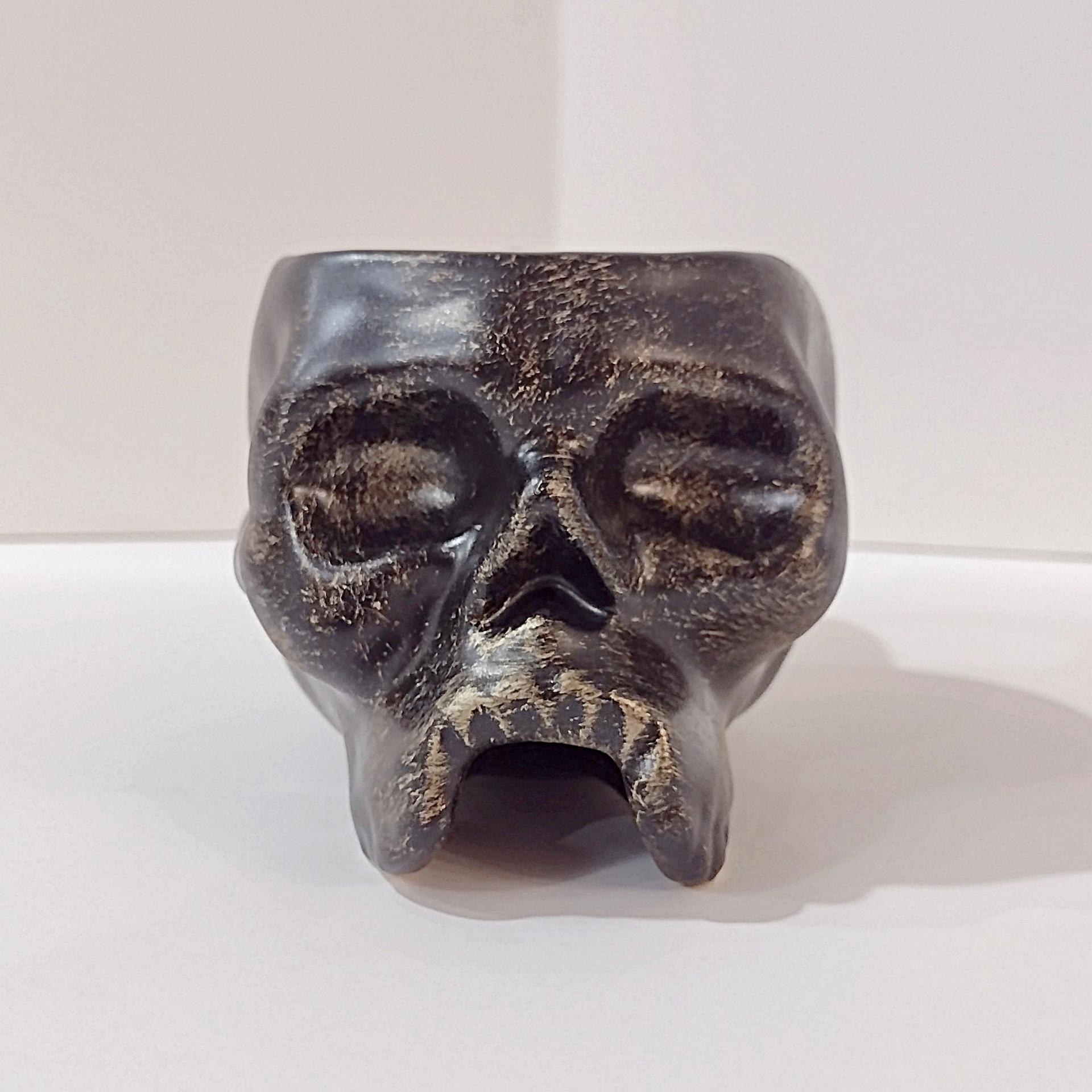 Vintage Williams Sonoma Black Skull Ceramic Mug, Halloween Coffee Tea Mug