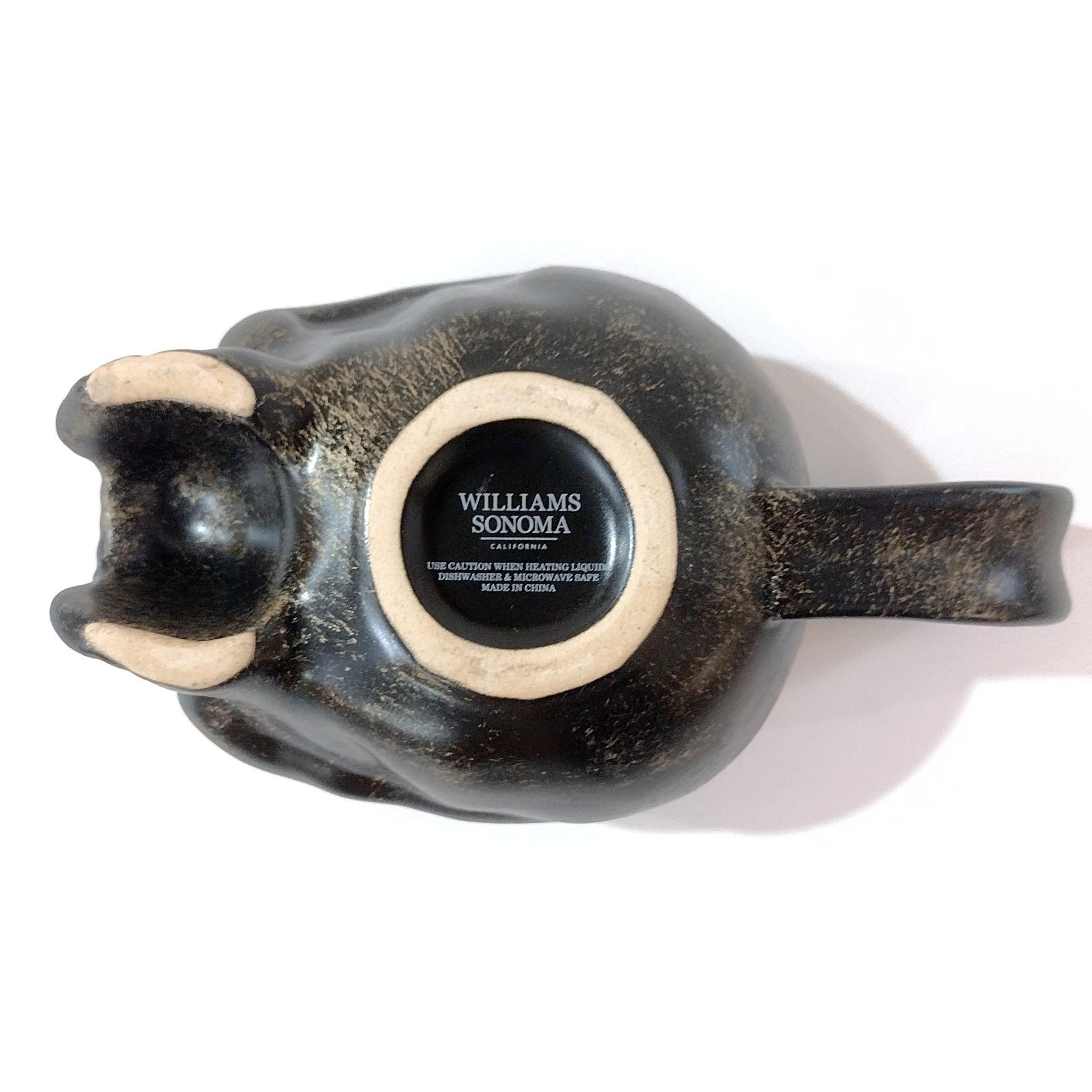 Vintage Williams Sonoma Black Skull Ceramic Mug, Halloween Coffee Tea Mug