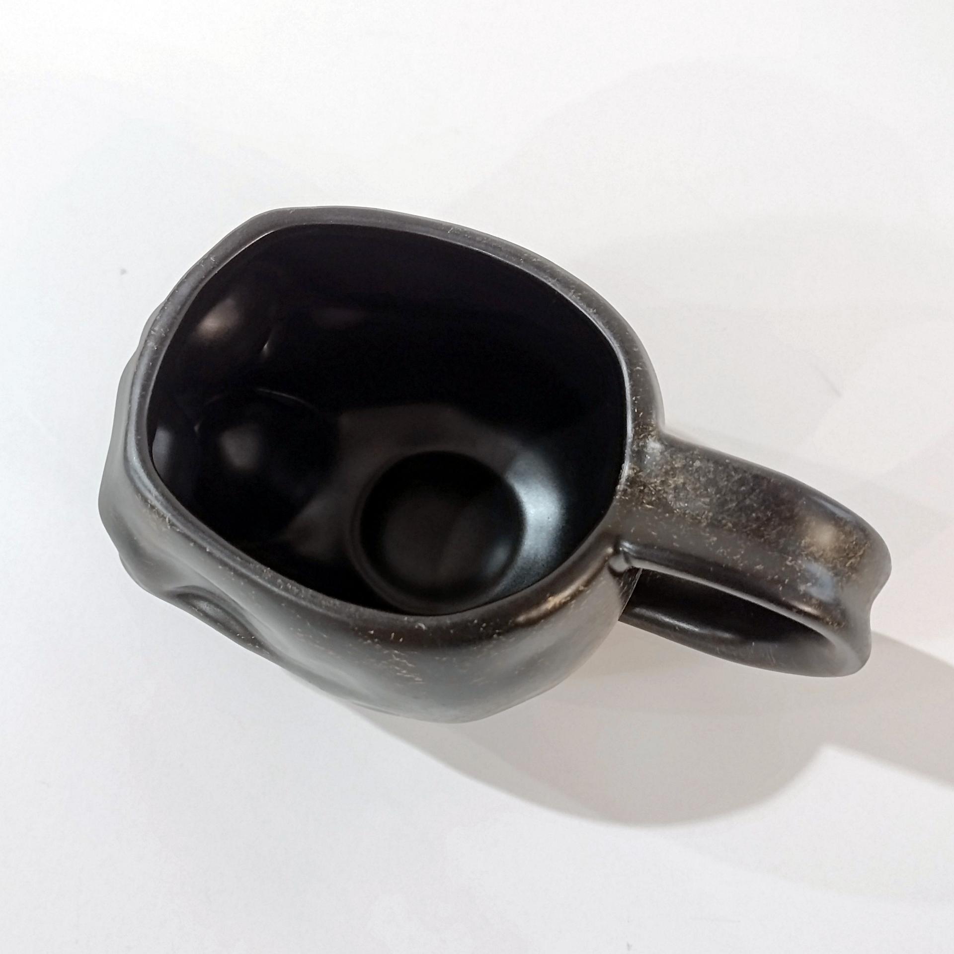 Vintage Williams Sonoma Black Skull Ceramic Mug, Halloween Coffee Tea Mug