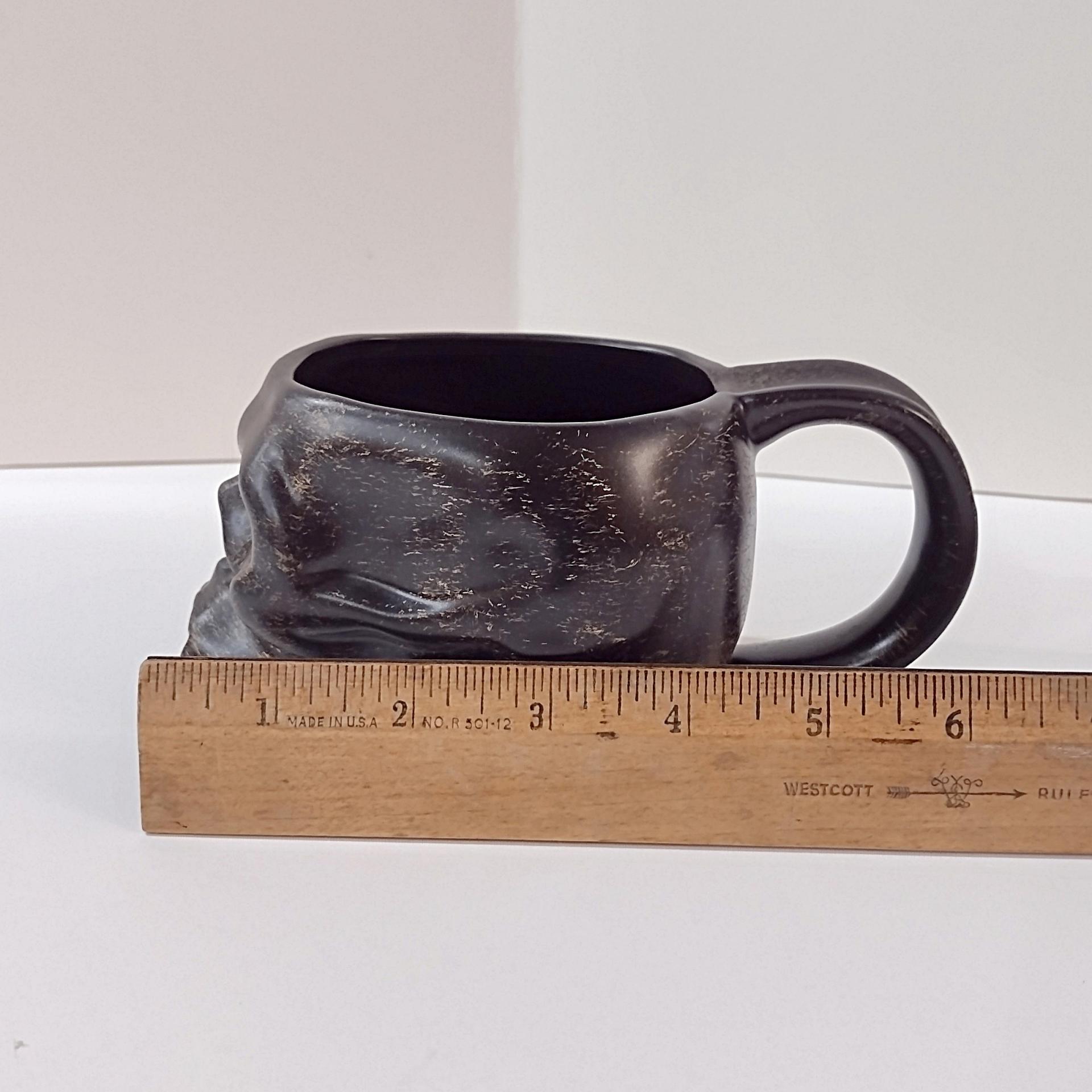 Vintage Williams Sonoma Black Skull Ceramic Mug, Halloween Coffee Tea Mug