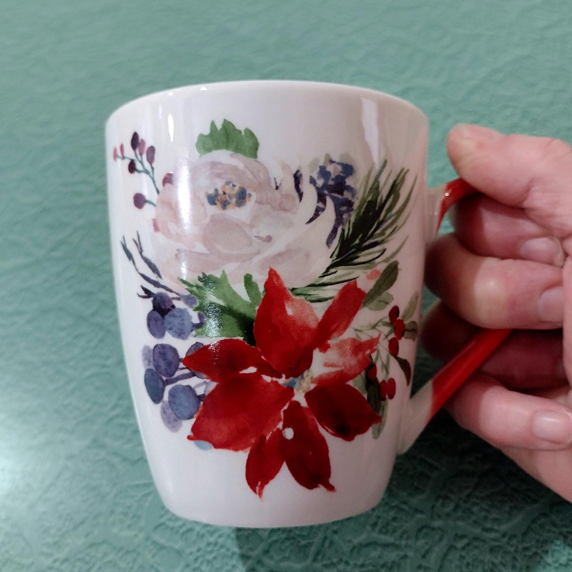 Vintage Floral Sophisti Plate Coffee Tea Ceramic Mugs, Set of Two