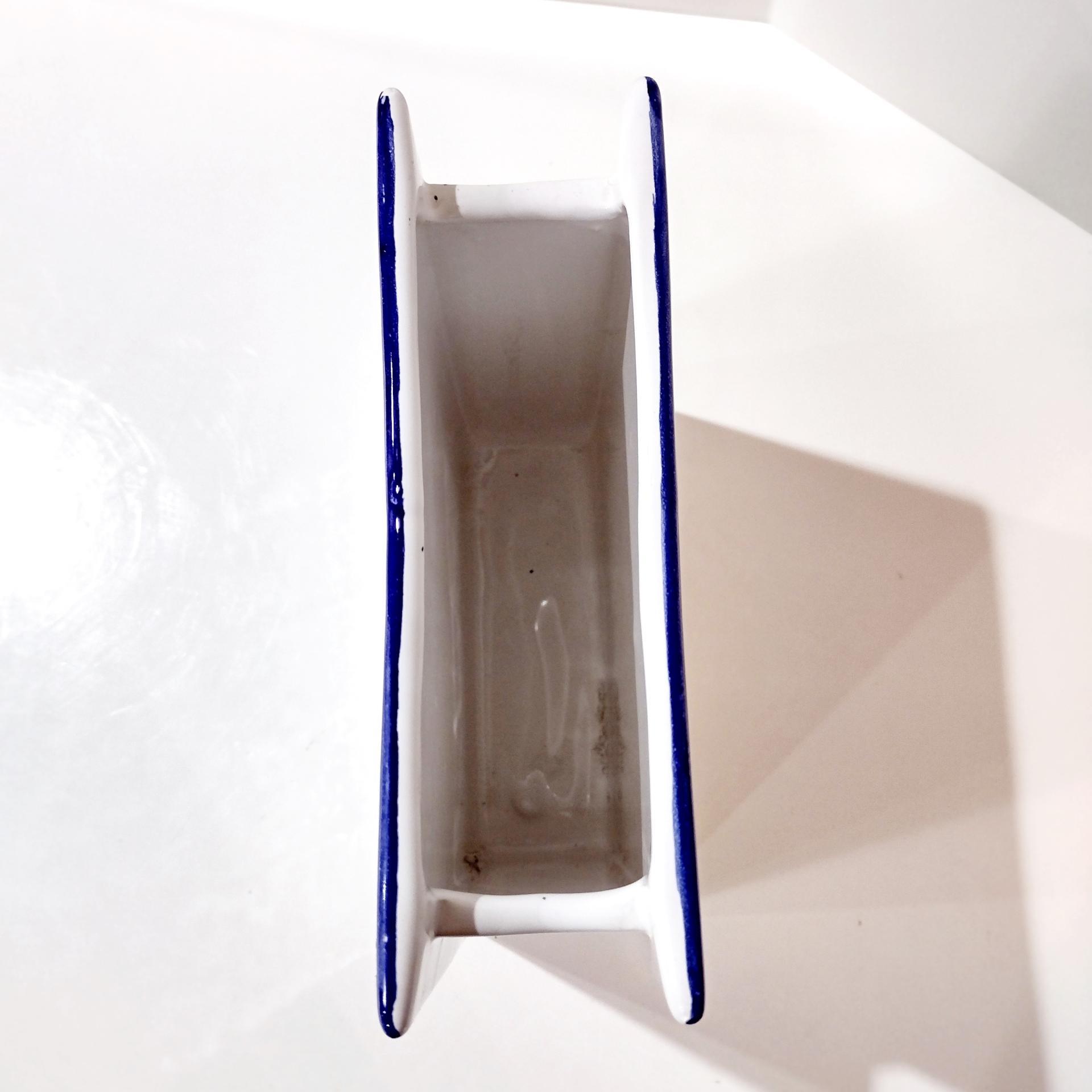 Vintage Ceramic Narrow Rectangular Planter Pot, Sun Moon Stars City Scape Flower Vase, Italian Pottery Windowsill Planter