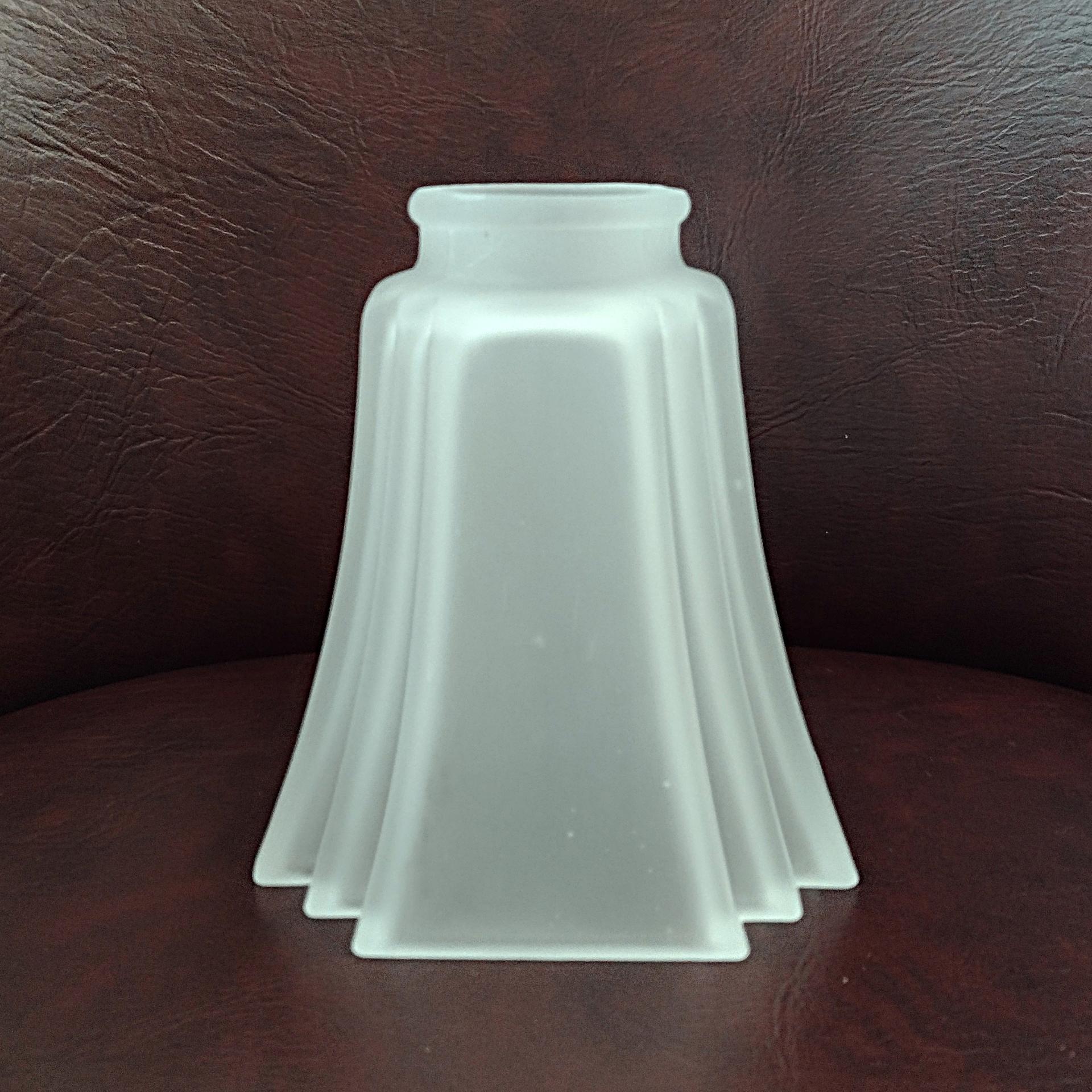 Vintage Art Deco Style Four Sided Frosted Glass Lamp Light Shade, Tulip Shaped Replacement Shade