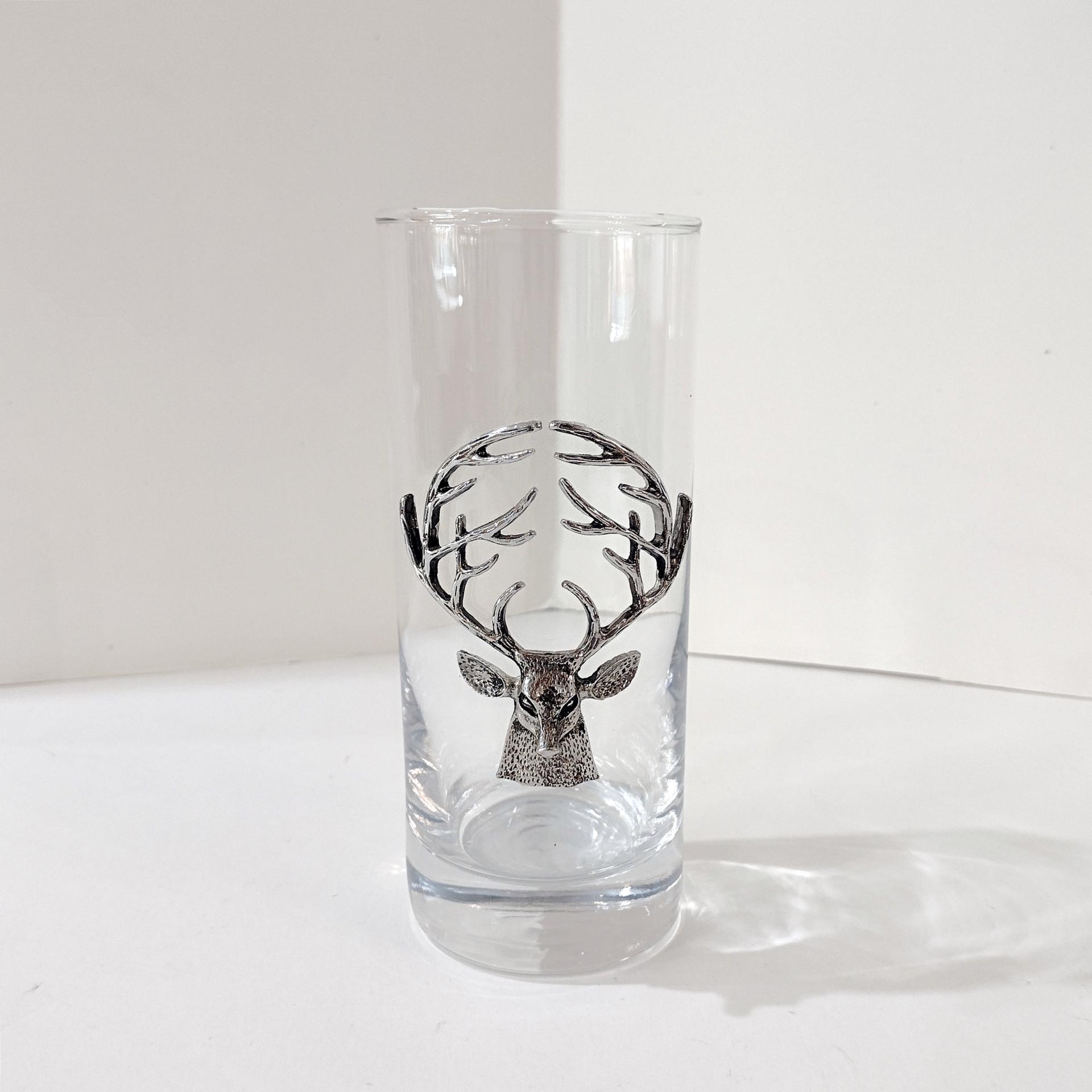 Stag Highball Glass, Pottery Barn Stag Glass, Deer Hunter Cocktail Glass
