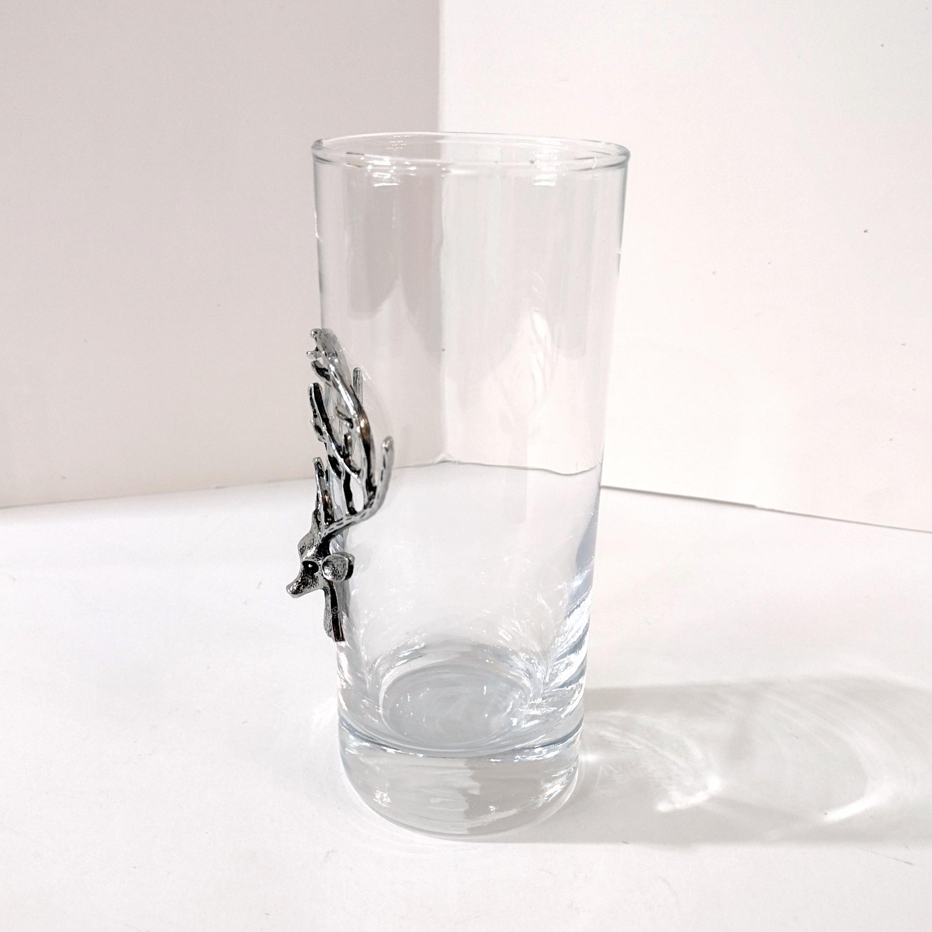 Stag Highball Glass, Pottery Barn Stag Glass, Deer Hunter Cocktail Glass