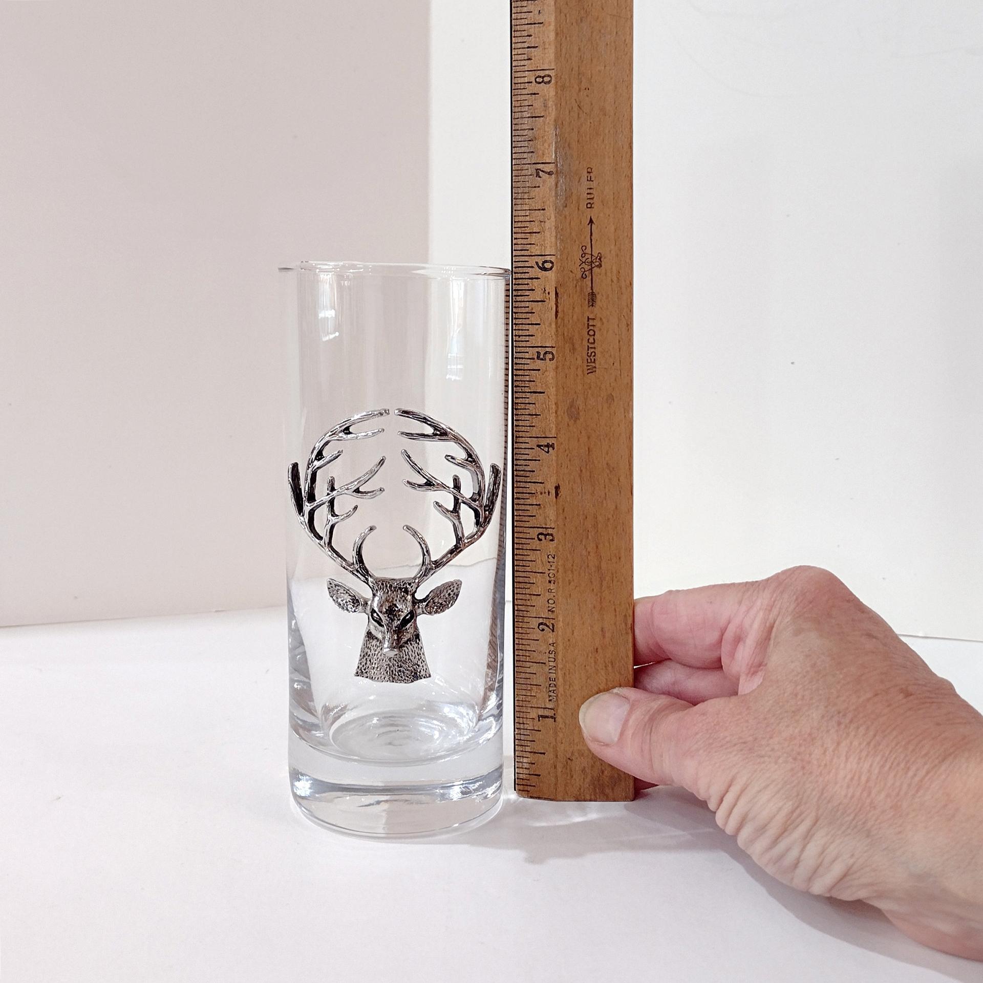 Stag Highball Glass, Pottery Barn Stag Glass, Deer Hunter Cocktail Glass